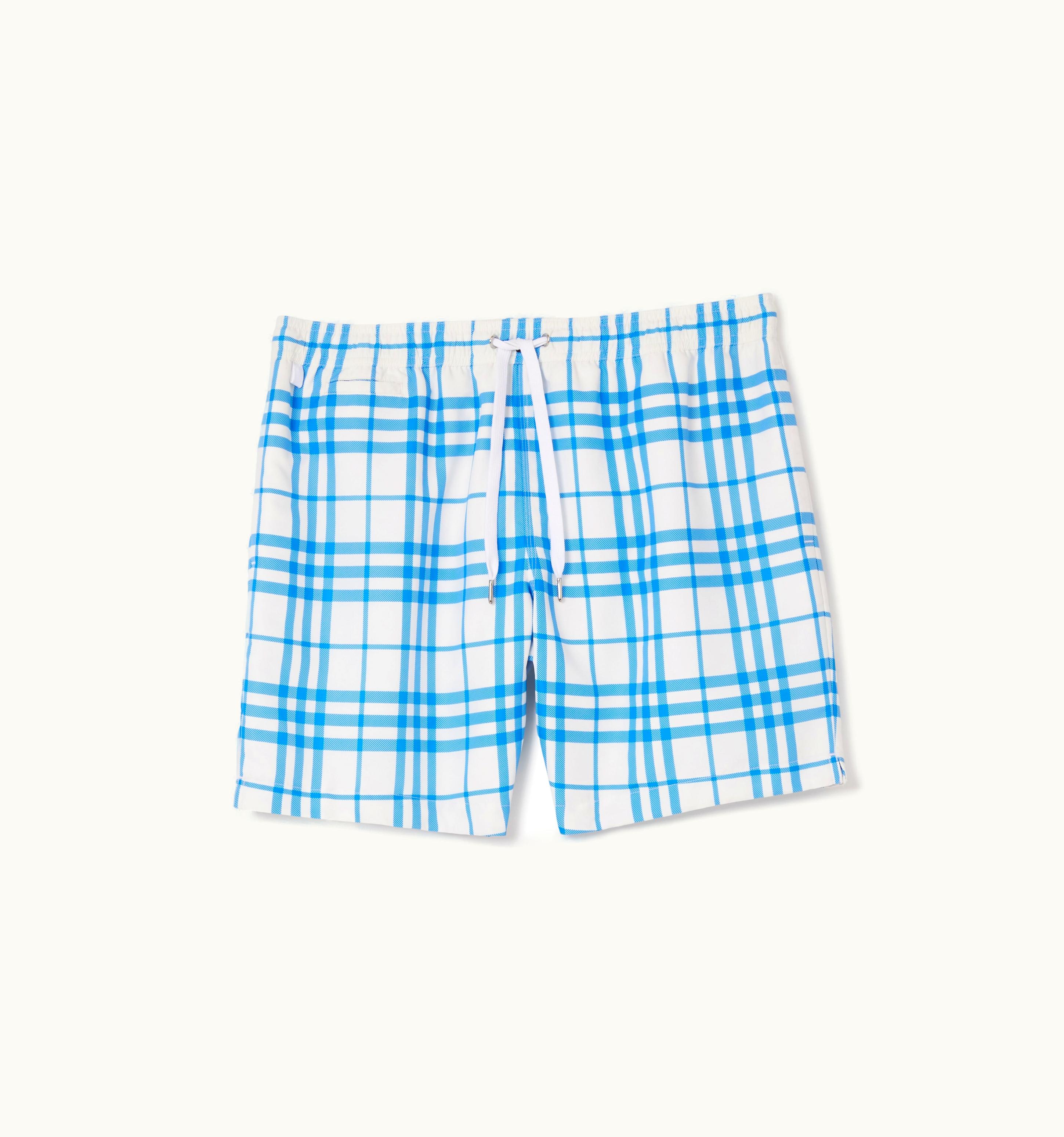 Burberry Burberry Check Drawcord Swim Shorts In Optic White - Men UZ0139531