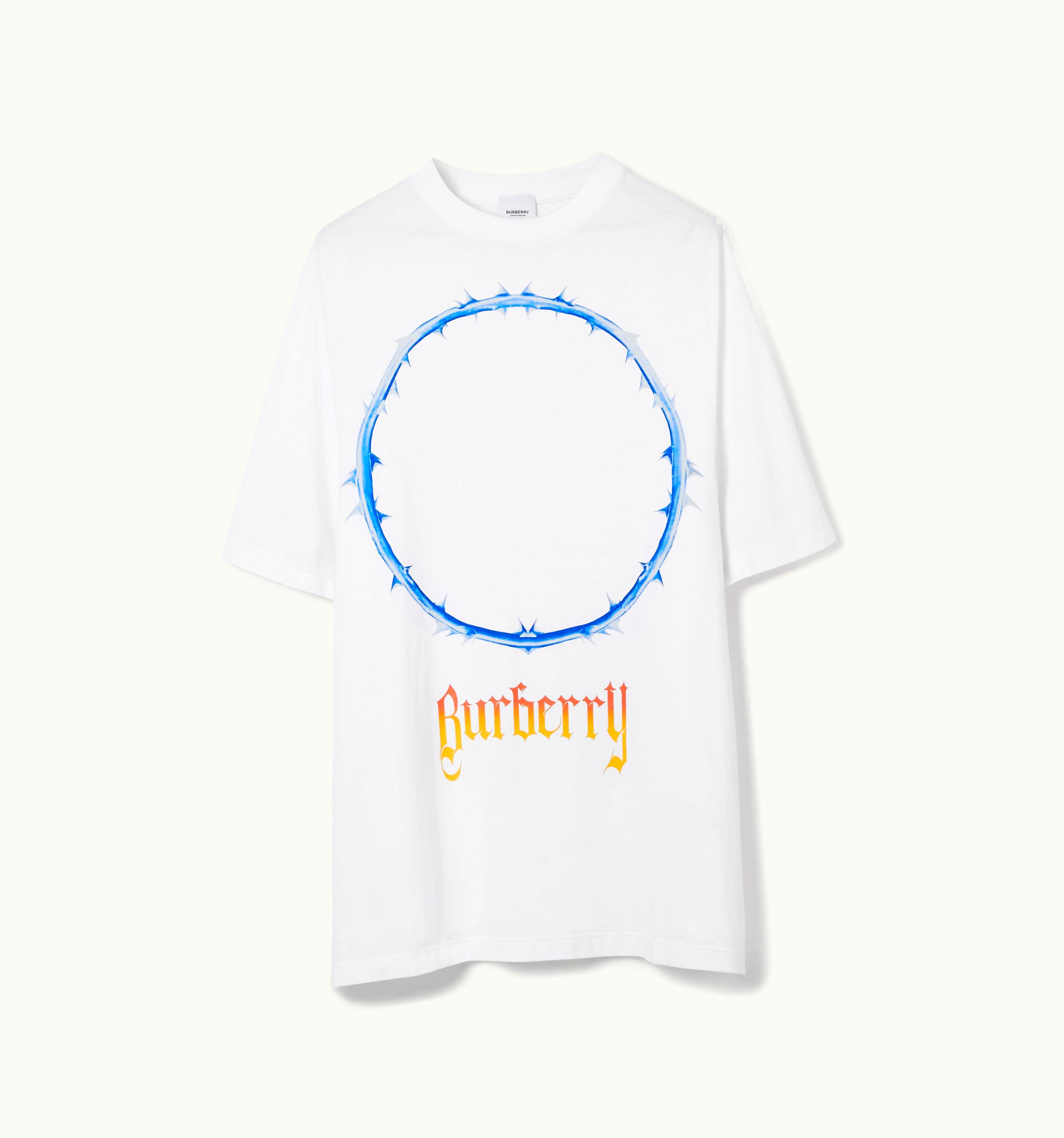 Burberry Burberry Thorn And Logo Print Cotton Oversized T-Shirt In White - Men UZ0139534