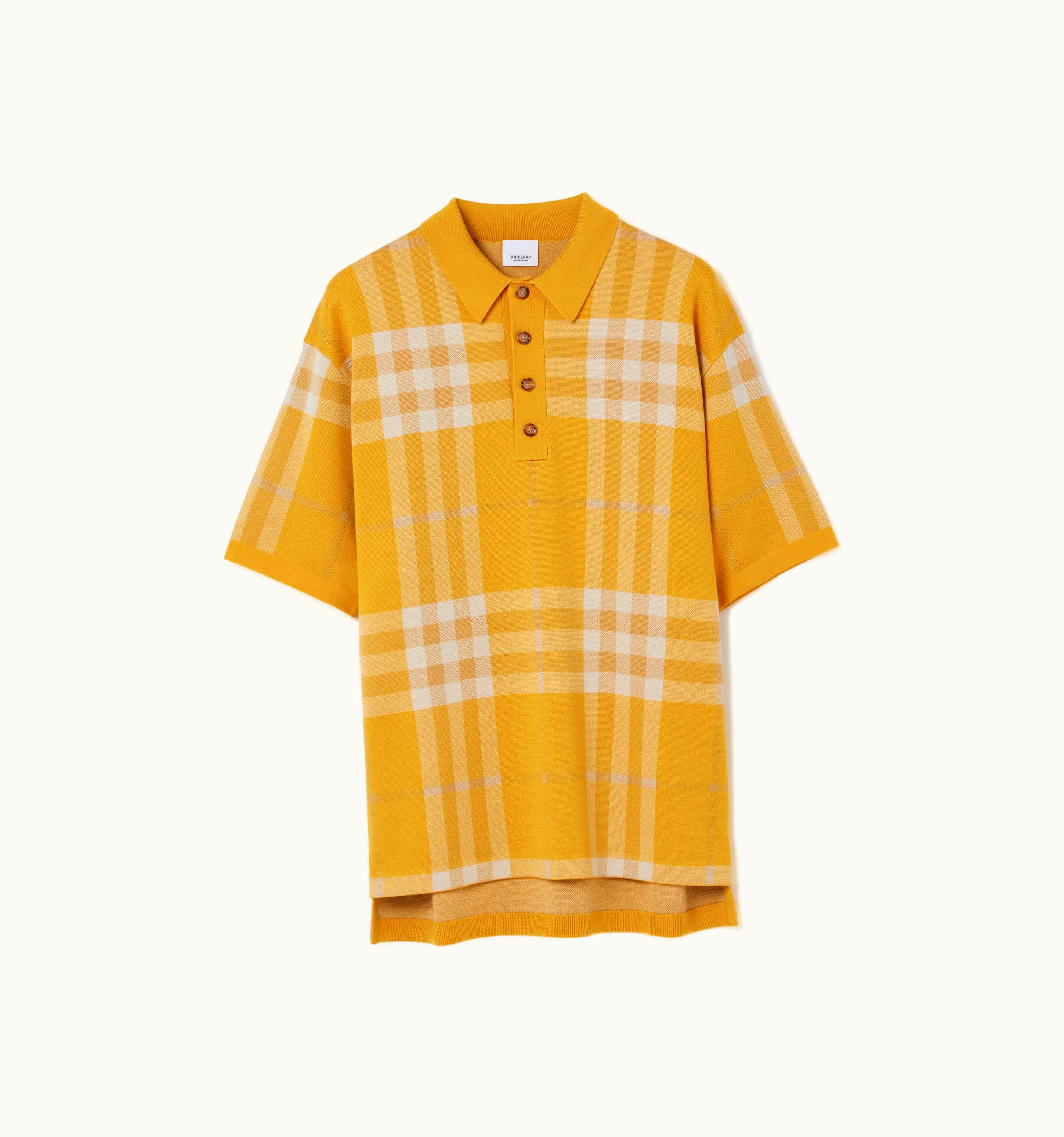 Burberry Burberry Check Silk Wool Jacquard Polo Shirt In Marigold - Men UZ0139574