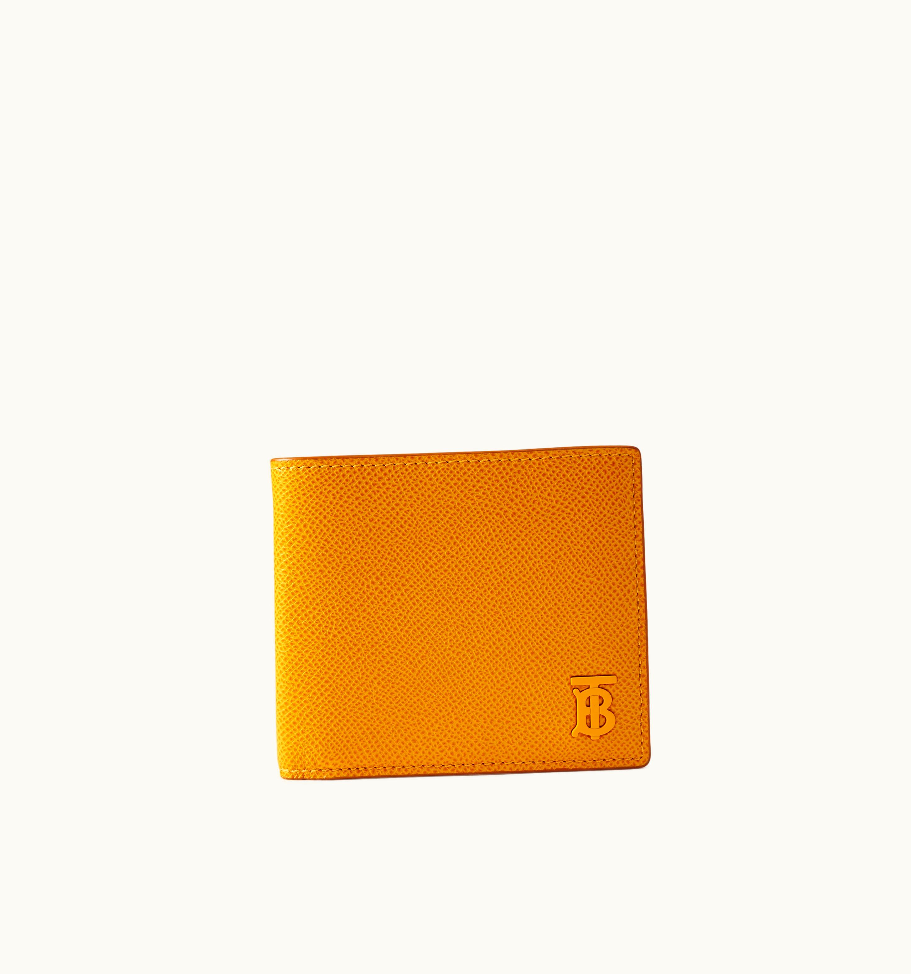 Burberry Burberry Grainy Leather Tb Bifold Wallet In Marigold - Men UZ0139575