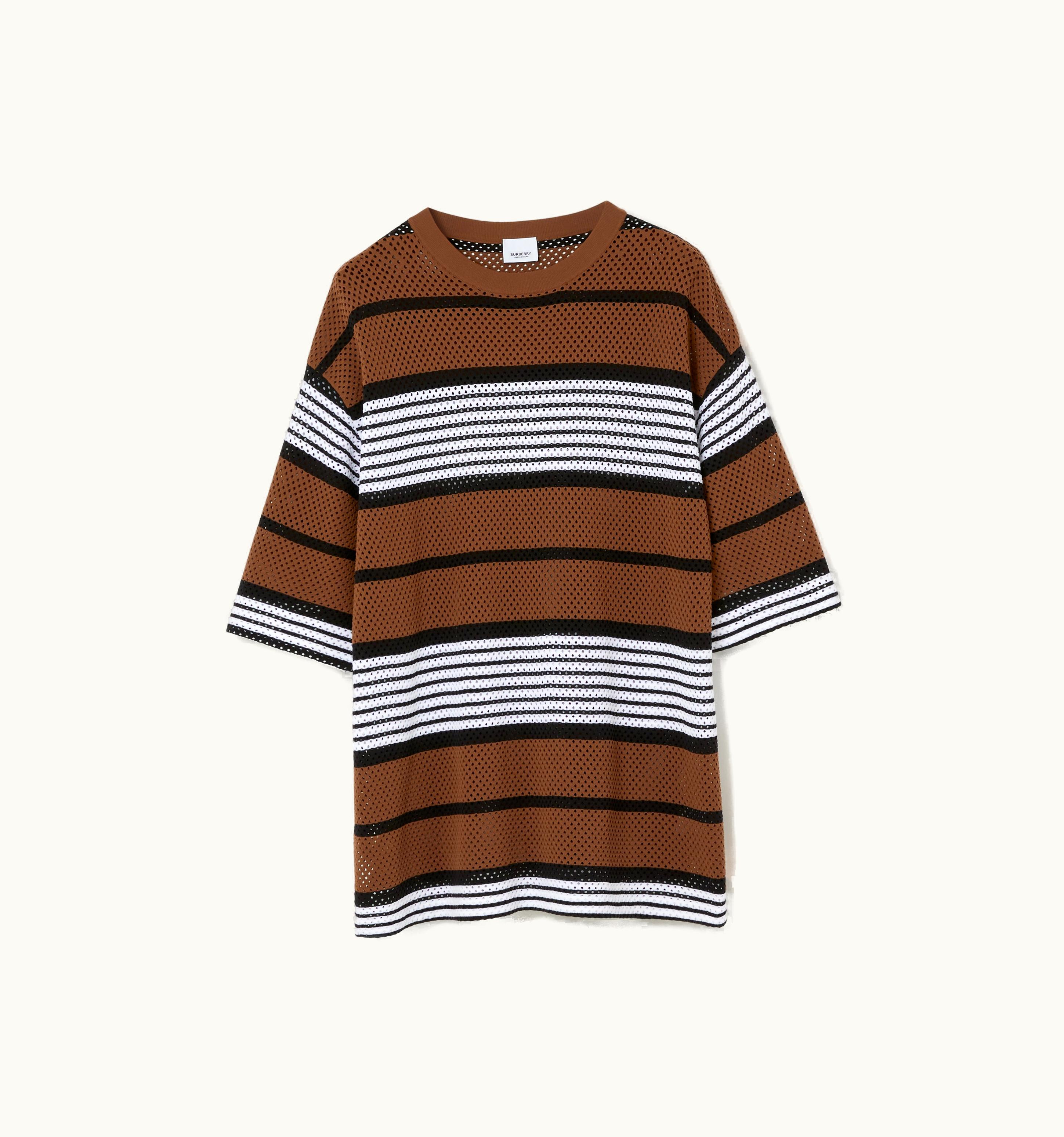 Burberry Burberry Stripe Print Nylon Oversized T-Shirt In Dark Birch Brown - Men UZ0139589