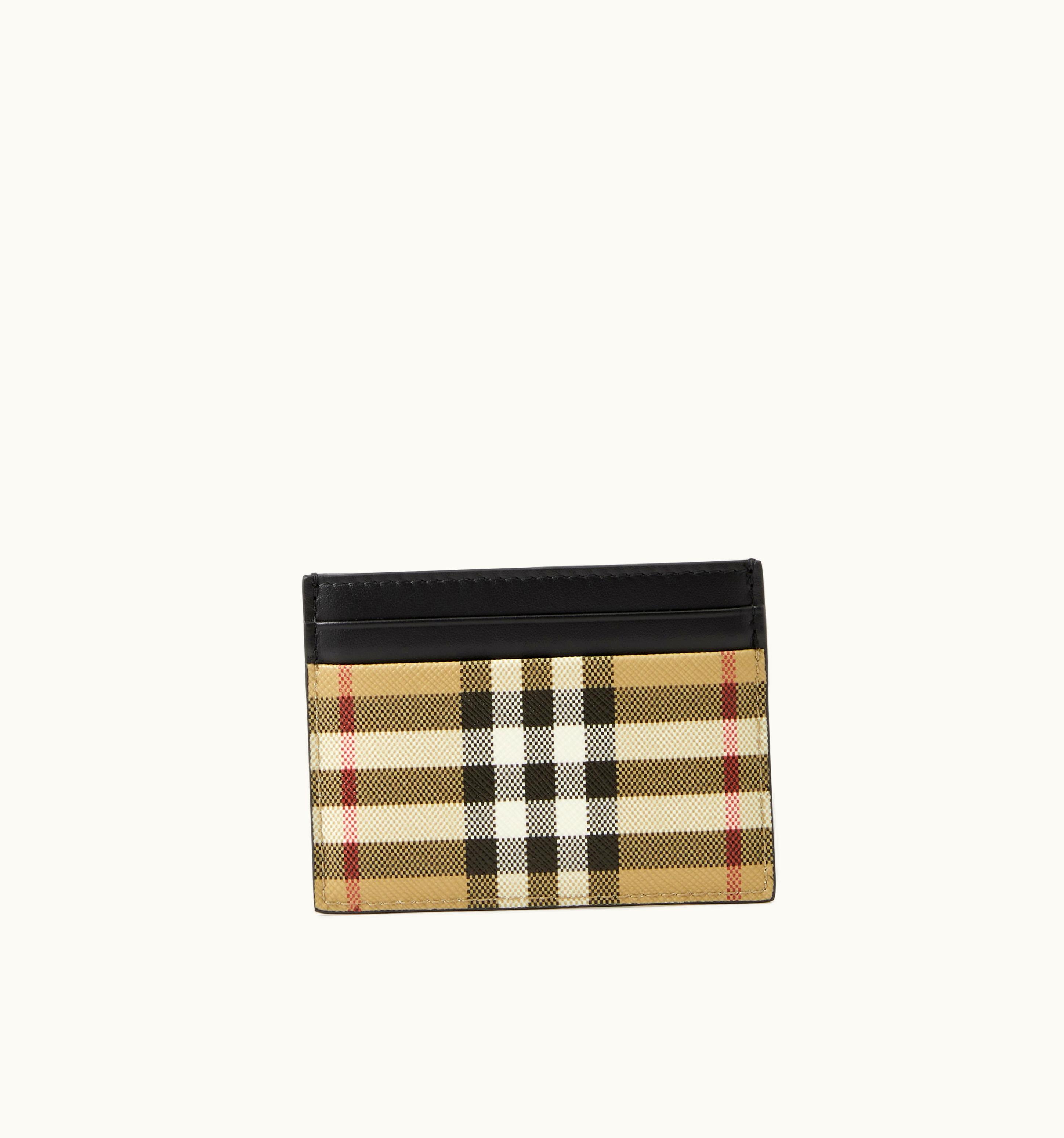 Burberry Burberry Vintage Check And Leather Card Case In Archive Beige - Men UZ0139592