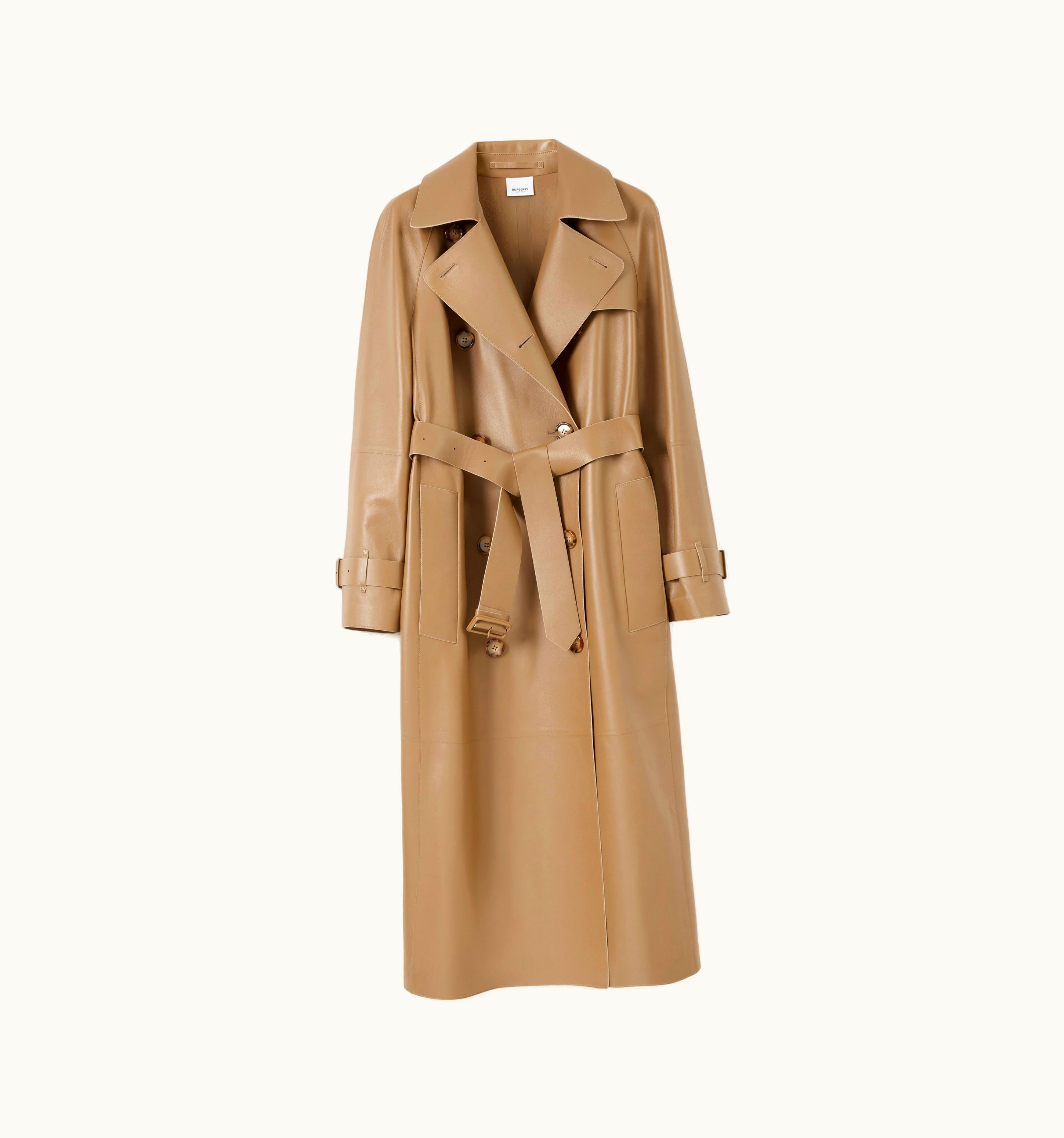 Burberry Burberry Leather Waterloo Trench Coat In Camel - Women
