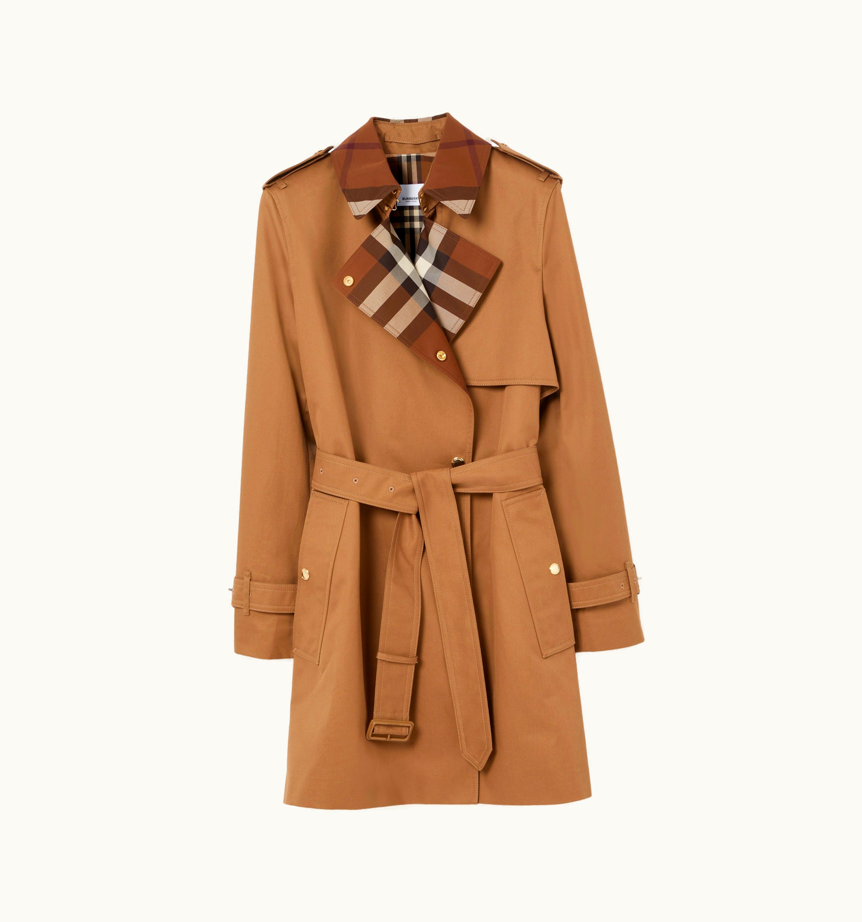 Burberry Burberry Check Panel Cotton Gabardine Trench Coat In Dusty Caramel - Women