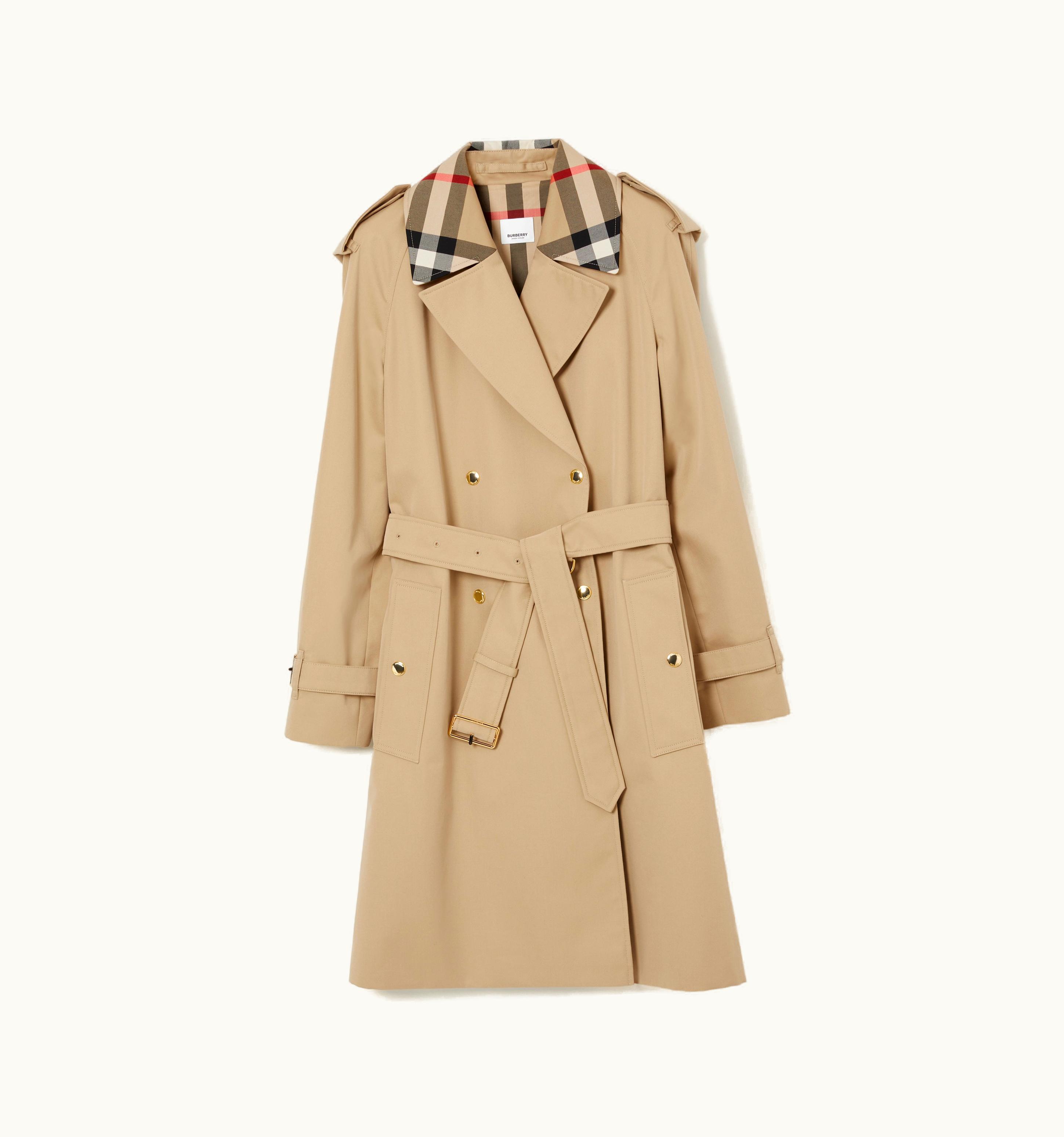 Burberry Burberry Check Trim Cotton Gabardine Waterloo Trench Coat In Honey - Women