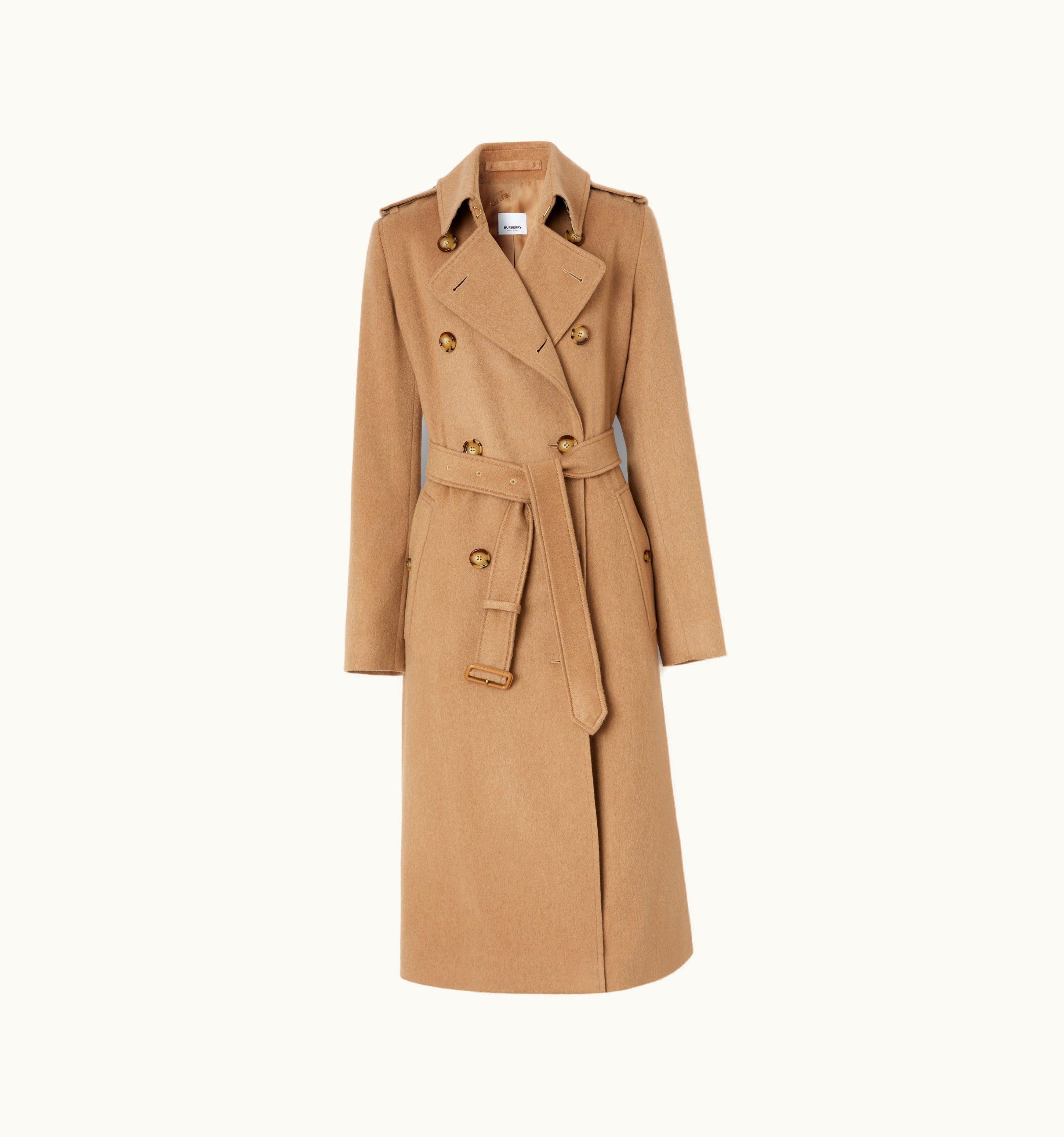 Burberry Burberry Cashmere Kensington Trench Coat In Camel Melange UZ0139637