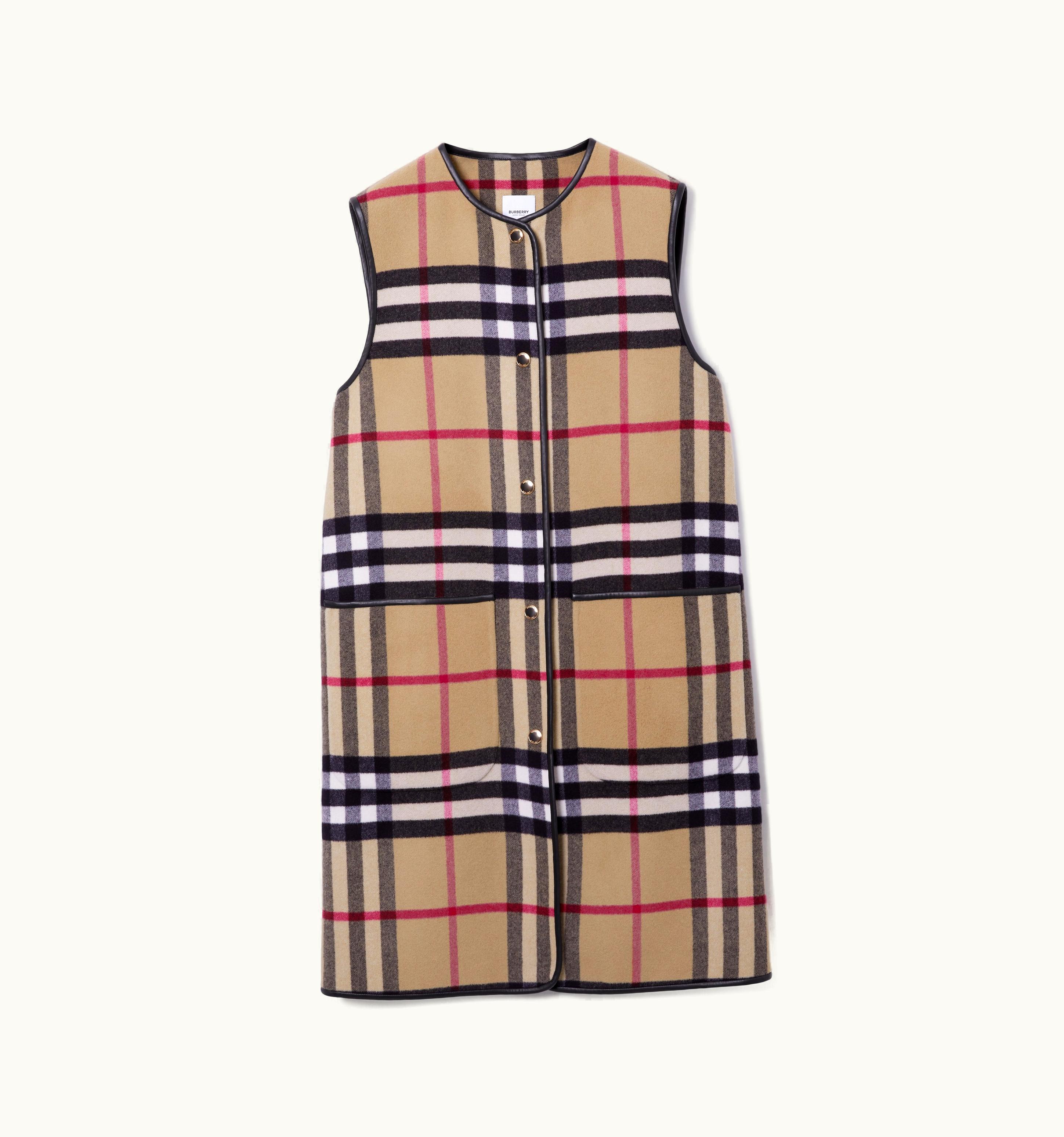 Burberry Burberry Check Technical Wool Long Heritage Warmer In Archive Beige - Women