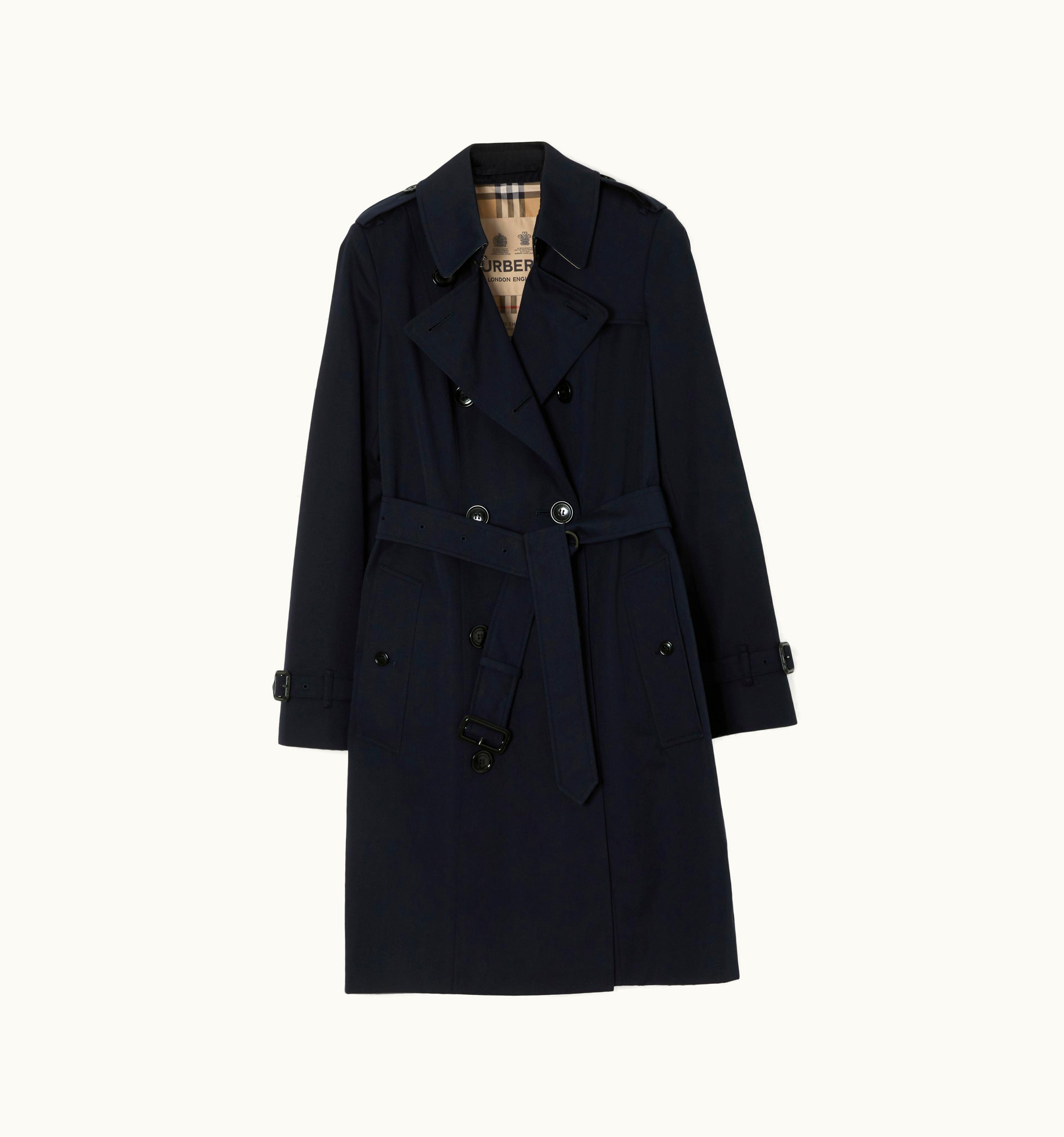 Burberry Burberry Mid-Length Chelsea Heritage Trench Coat In Coal Blue - Women