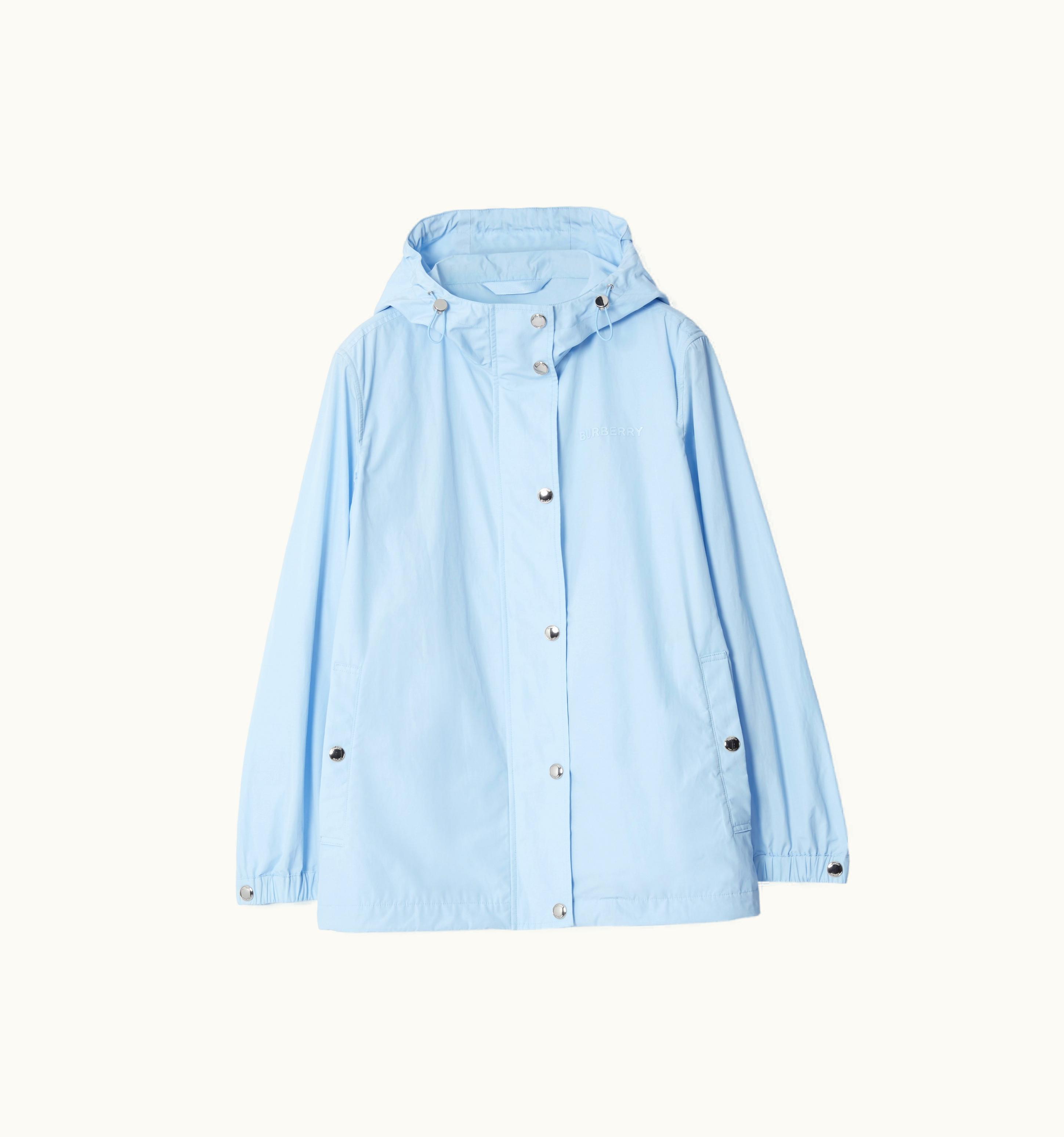 Burberry Burberry Logo Print Cotton Blend Hooded Jacket In Pale Blue - Women
