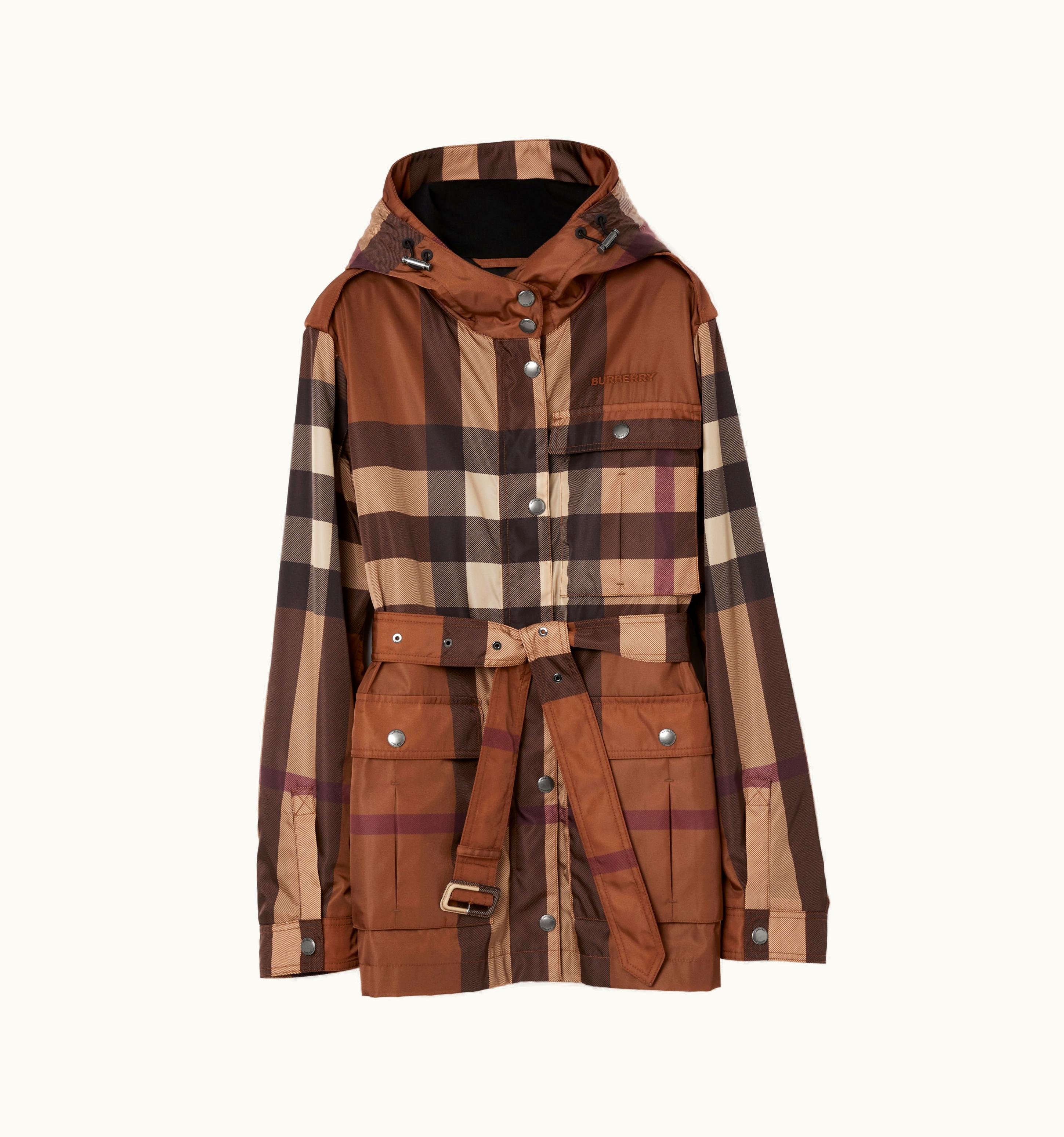 Burberry Burberry Check Nylon Hooded Field Jacket In Dark Birch Brown - Women