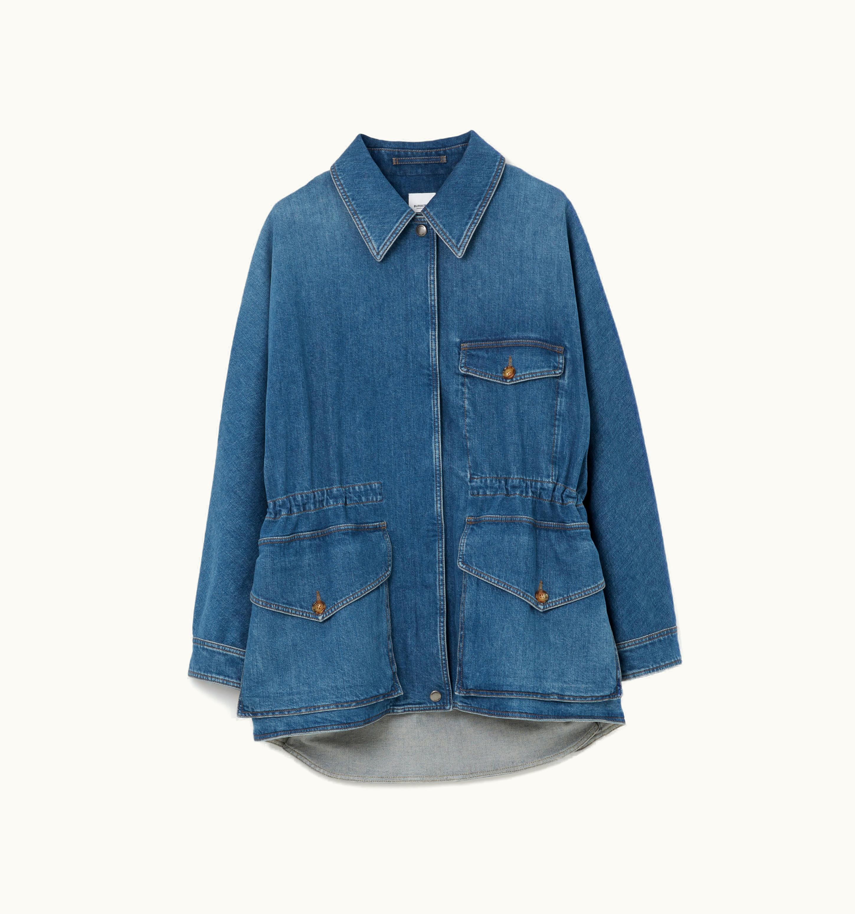 Burberry Burberry Stonewashed Denim Oversized Field Jacket In Deep Slate Blue - Women