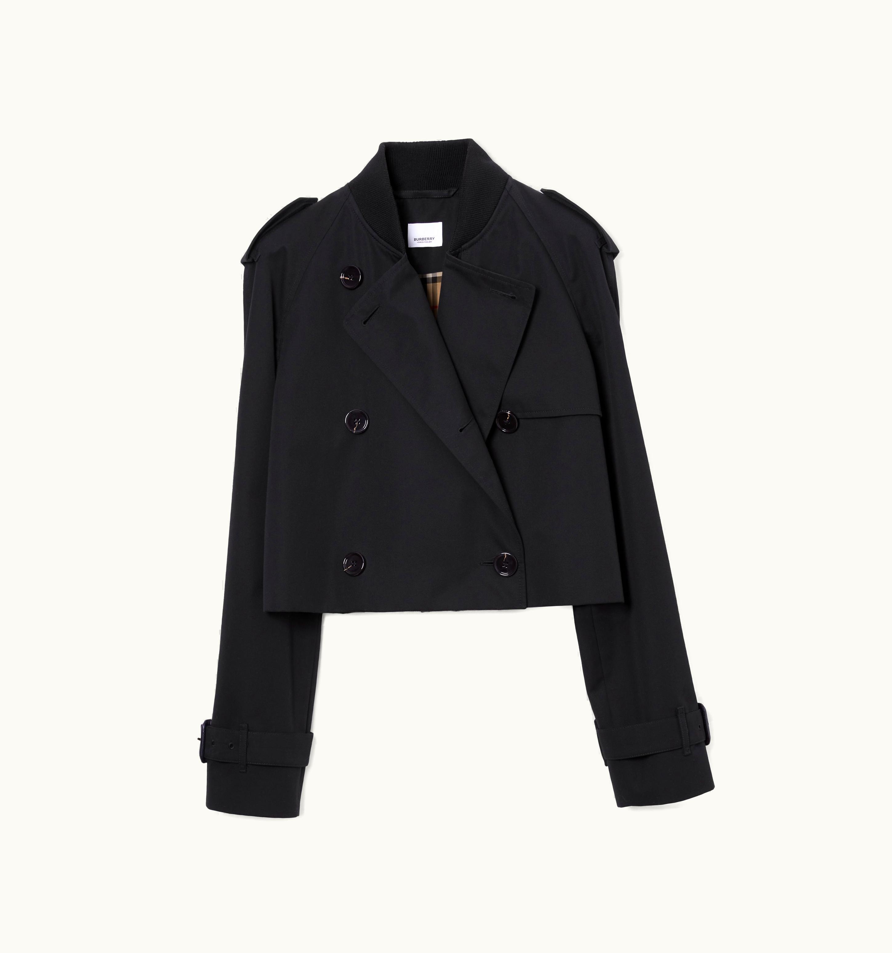 Burberry Burberry Cotton Gabardine Cropped Trench Coat In Black - Women UZ0139679