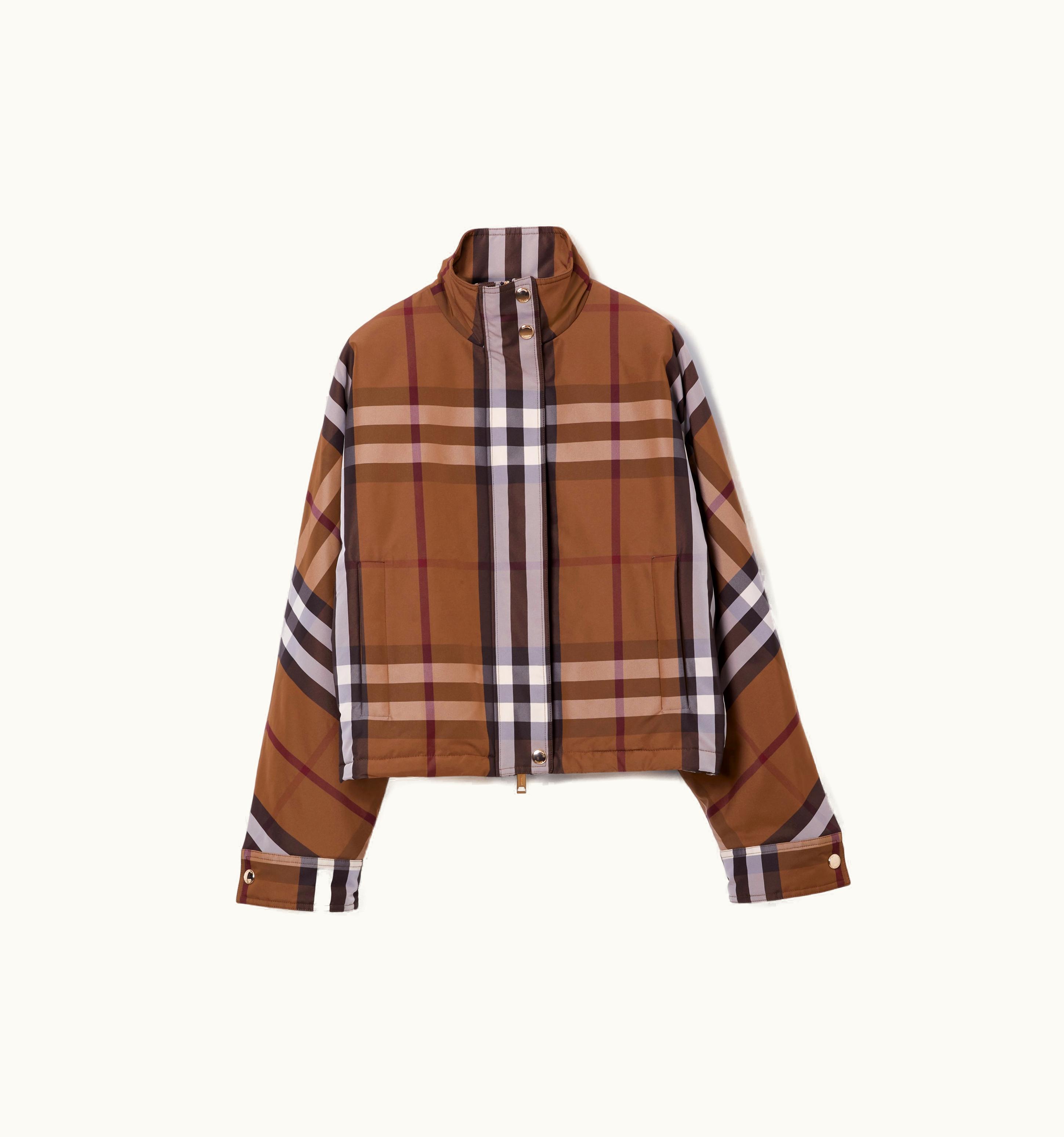 Burberry Burberry Check Nylon Funnel Neck Jacket In Dark Birch Brown - Women