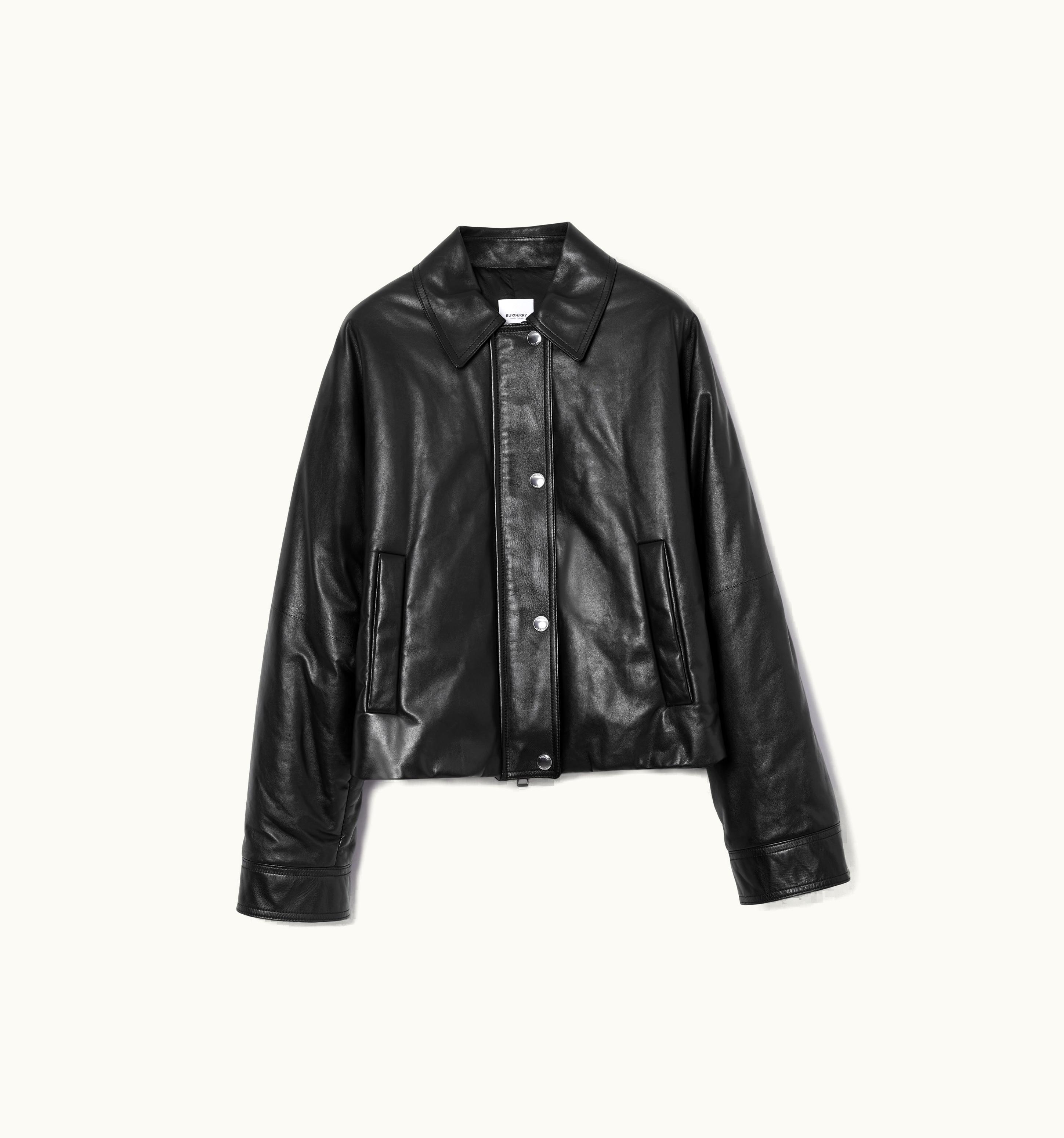 Burberry Burberry Embroidered Ekd Leather Jacket In Black - Women