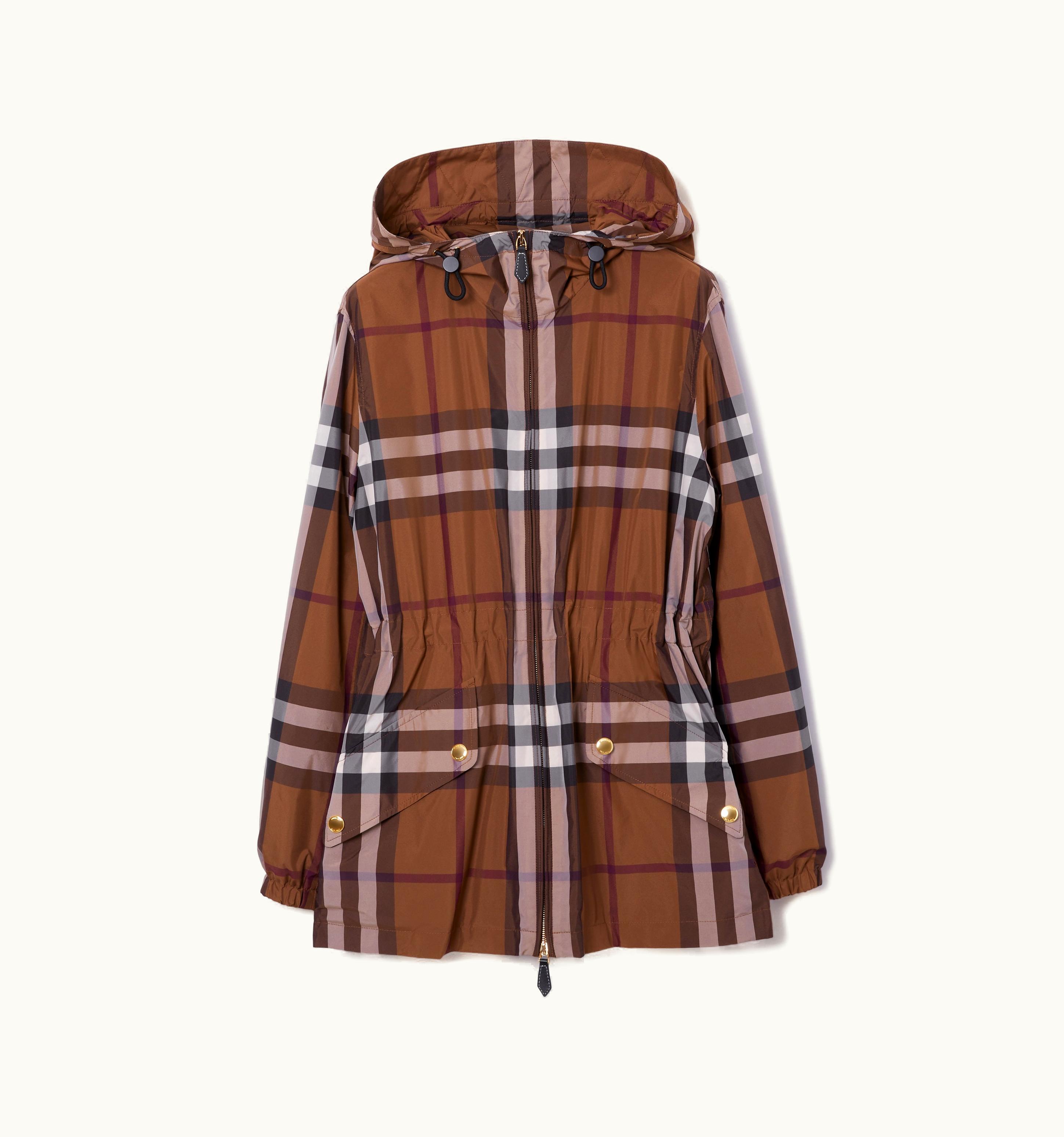 Burberry Burberry Check Lightweight Short Parka In Dark Birch Brown - Women