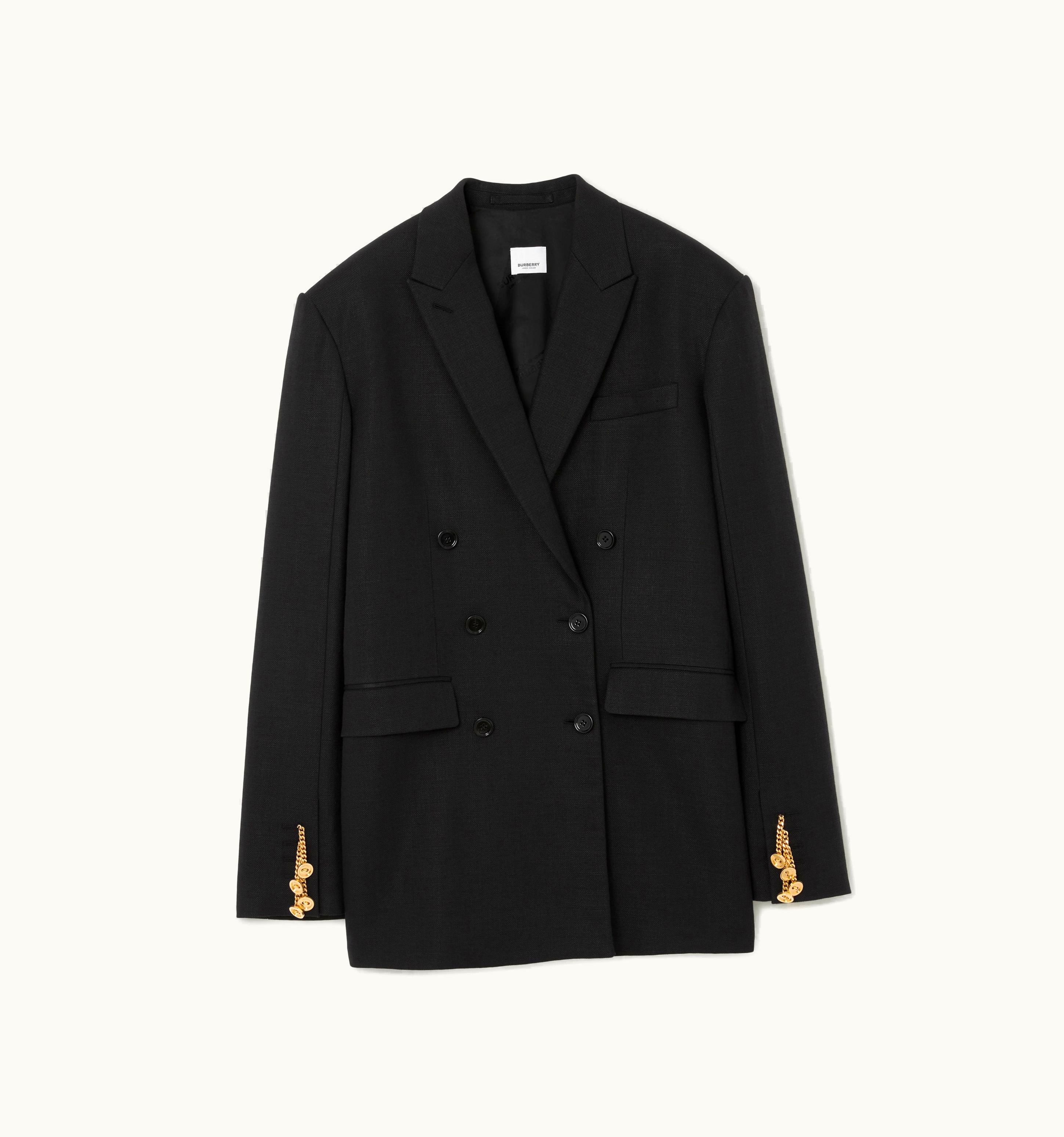 Burberry Burberry Chain-Link Cuff Wool Ramie Tailored Jacket In Black - Women