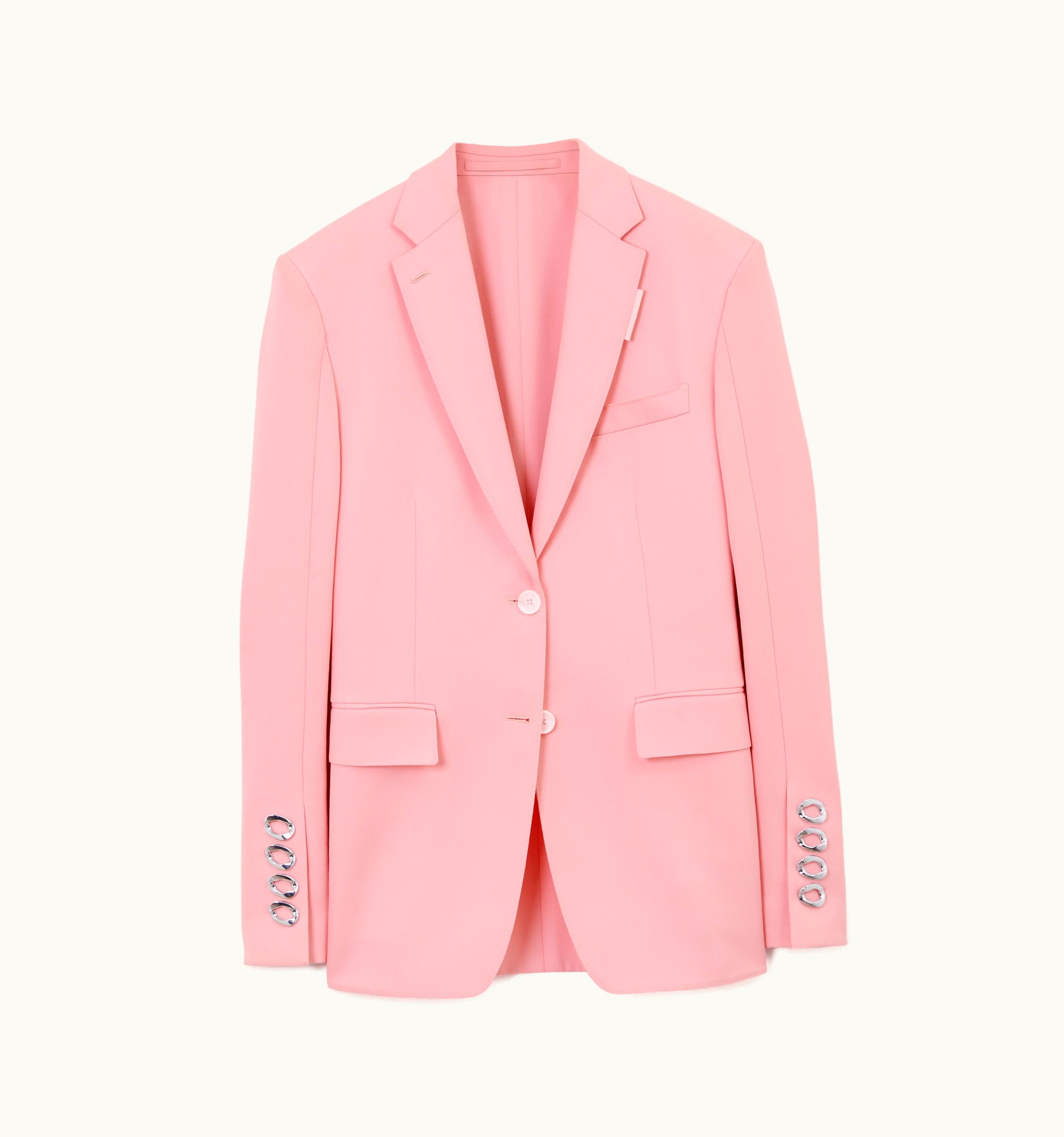 Burberry Burberry Chain-Link Detail Grain De Poudre Wool Tailored Jacket In Seashell Pink - Women UZ0139699