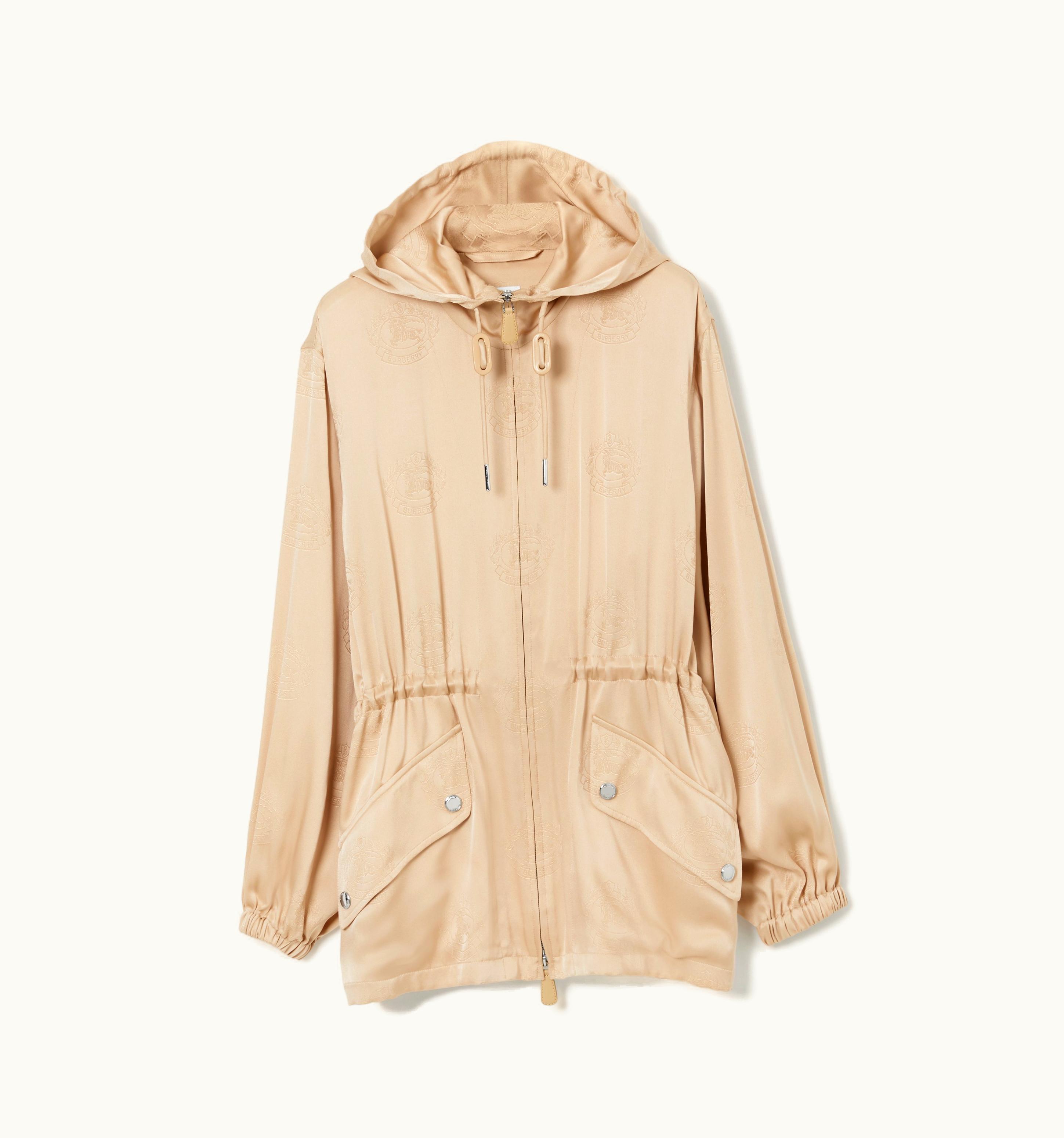 Burberry Burberry Ekd Silk Jacquard Short Parka In Soft Fawn - Women