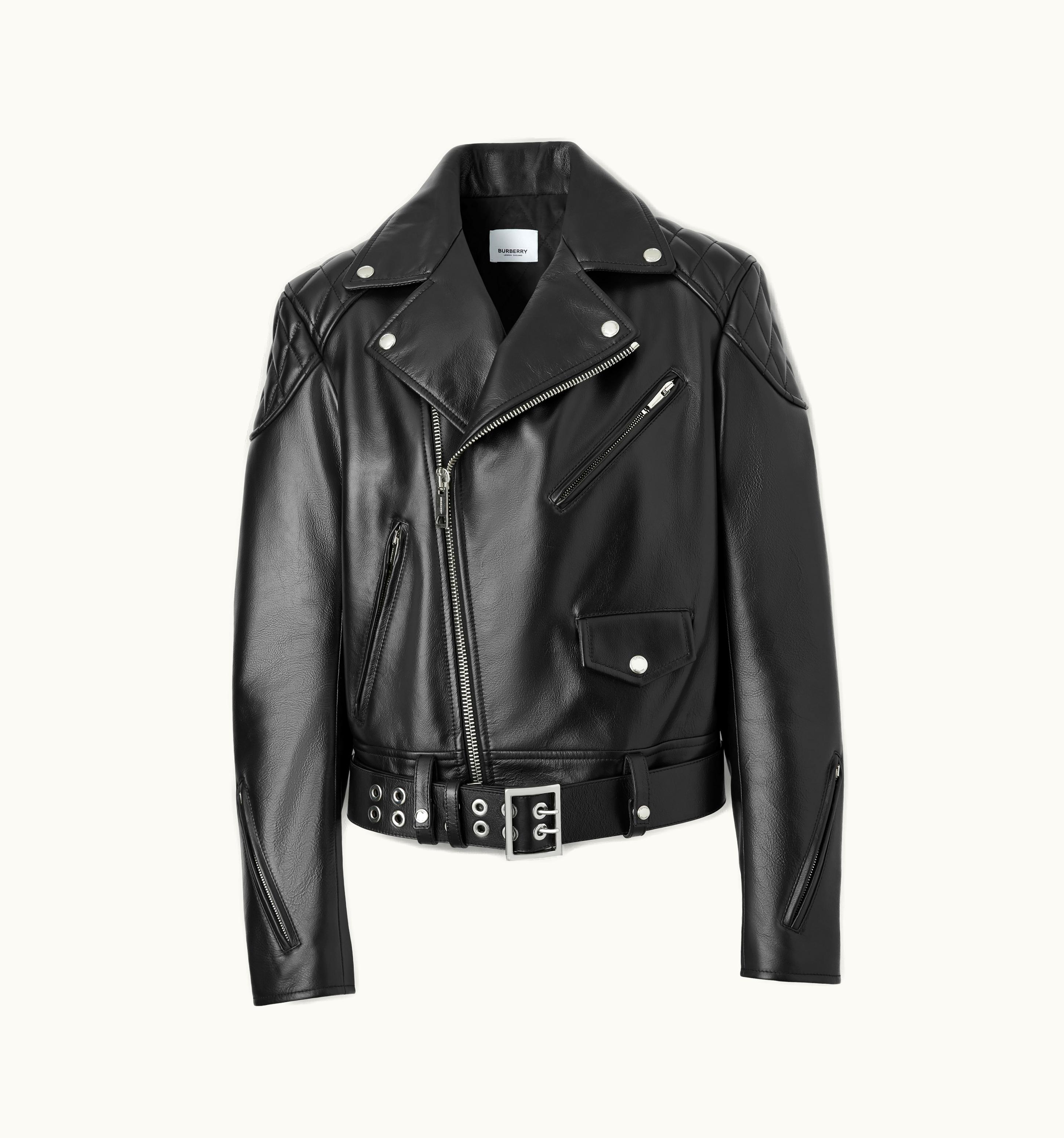 Burberry Burberry Diamond Quilted Panel Leather Biker Jacket In Black - Women