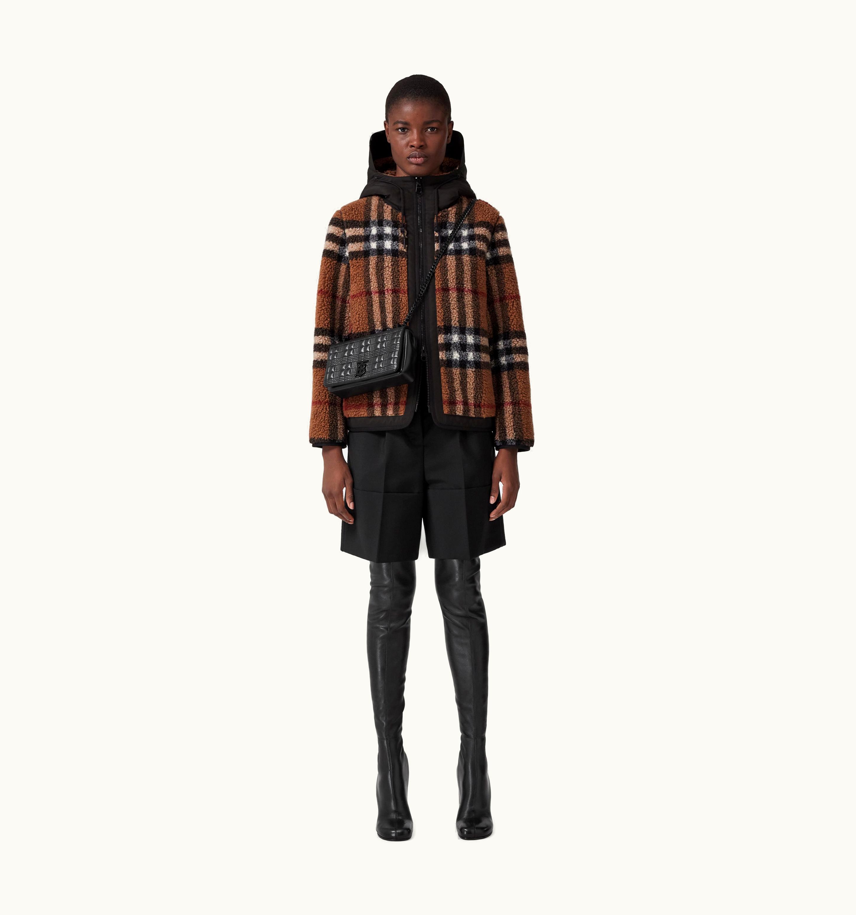 Burberry Burberry Hooded Check Fleece Jacket In Birch Brown - Women