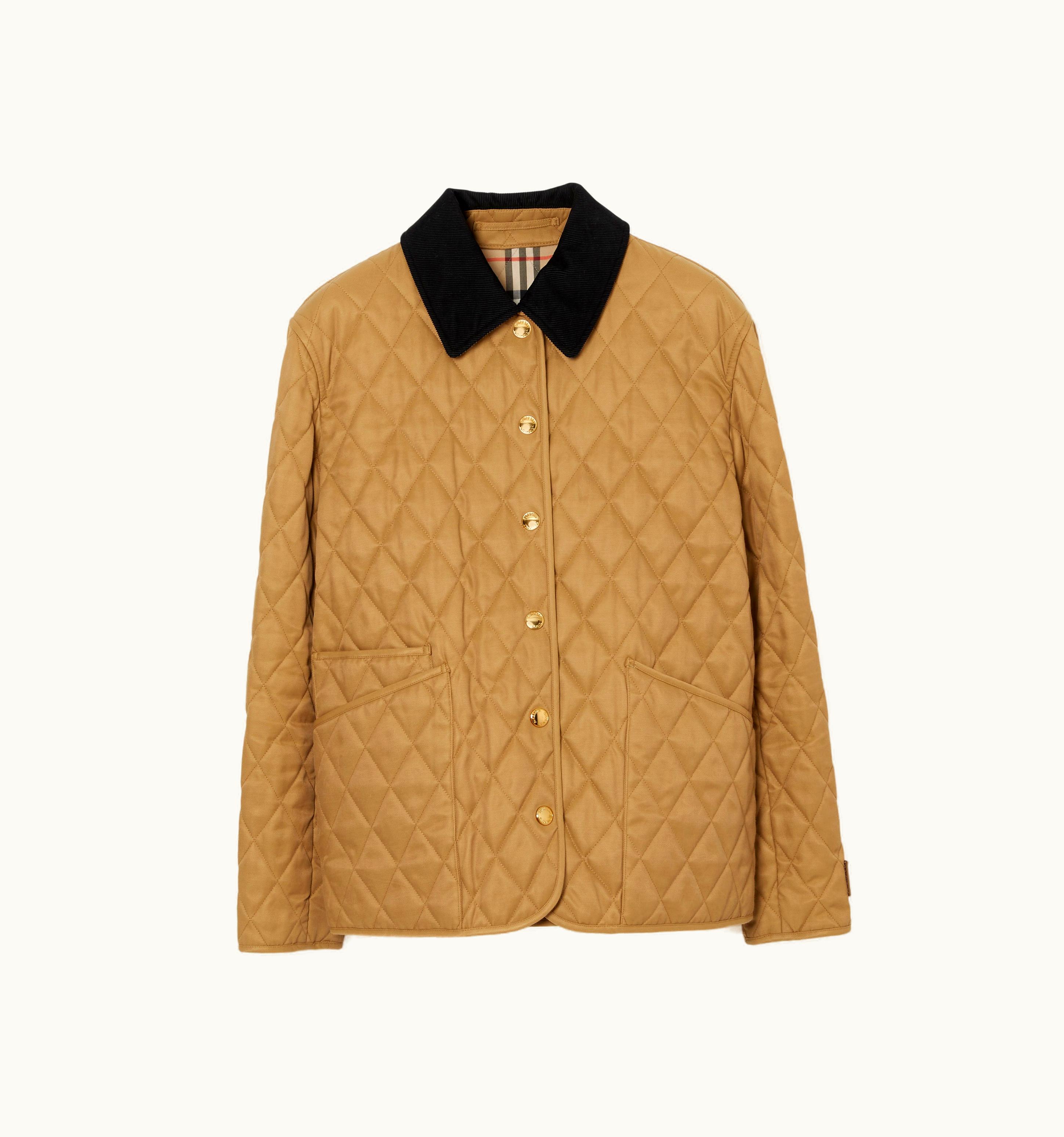 Burberry Burberry Corduroy Collar Diamond Quilted Jacket In Camel UZ0139723