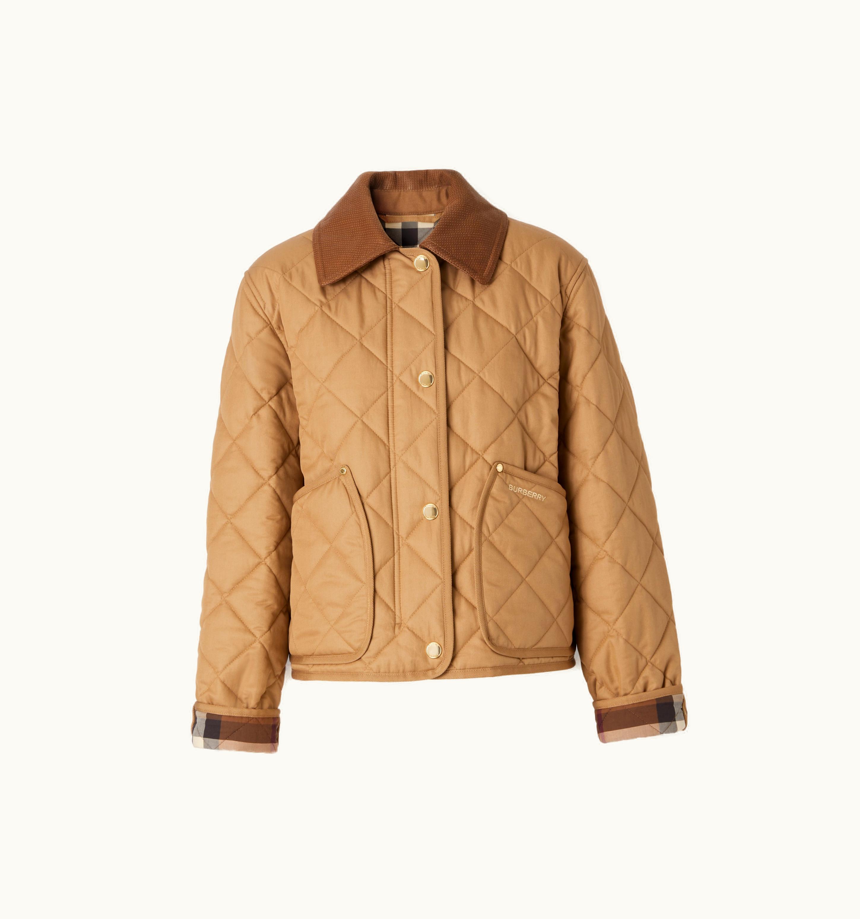 Burberry Burberry Cotton Gabardine Diamond Quilted Jacket In Camel - Women UZ0139729