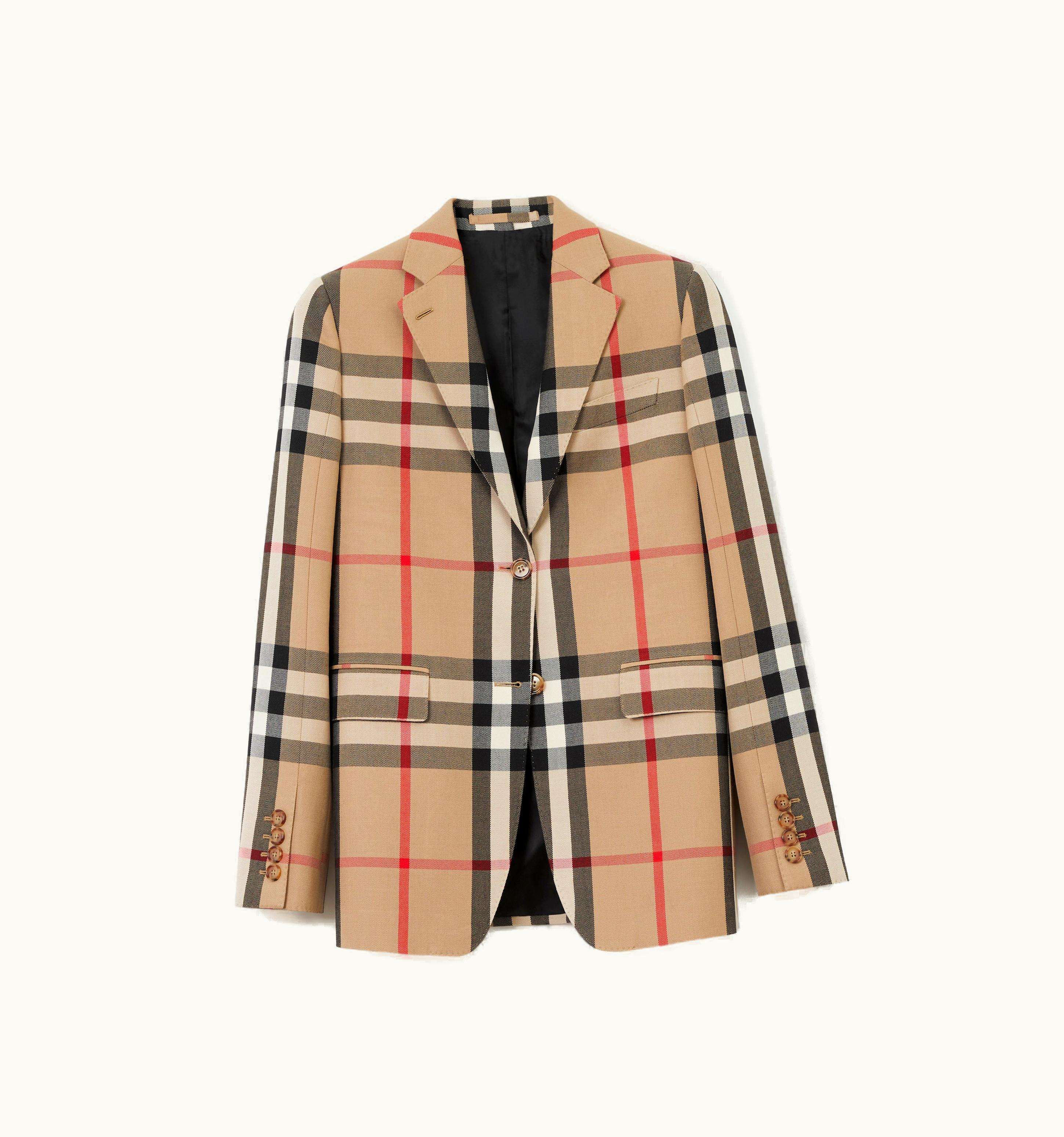Burberry Burberry Check Wool Cotton Jacquard Tailored Jacket In Archive Beige - Women