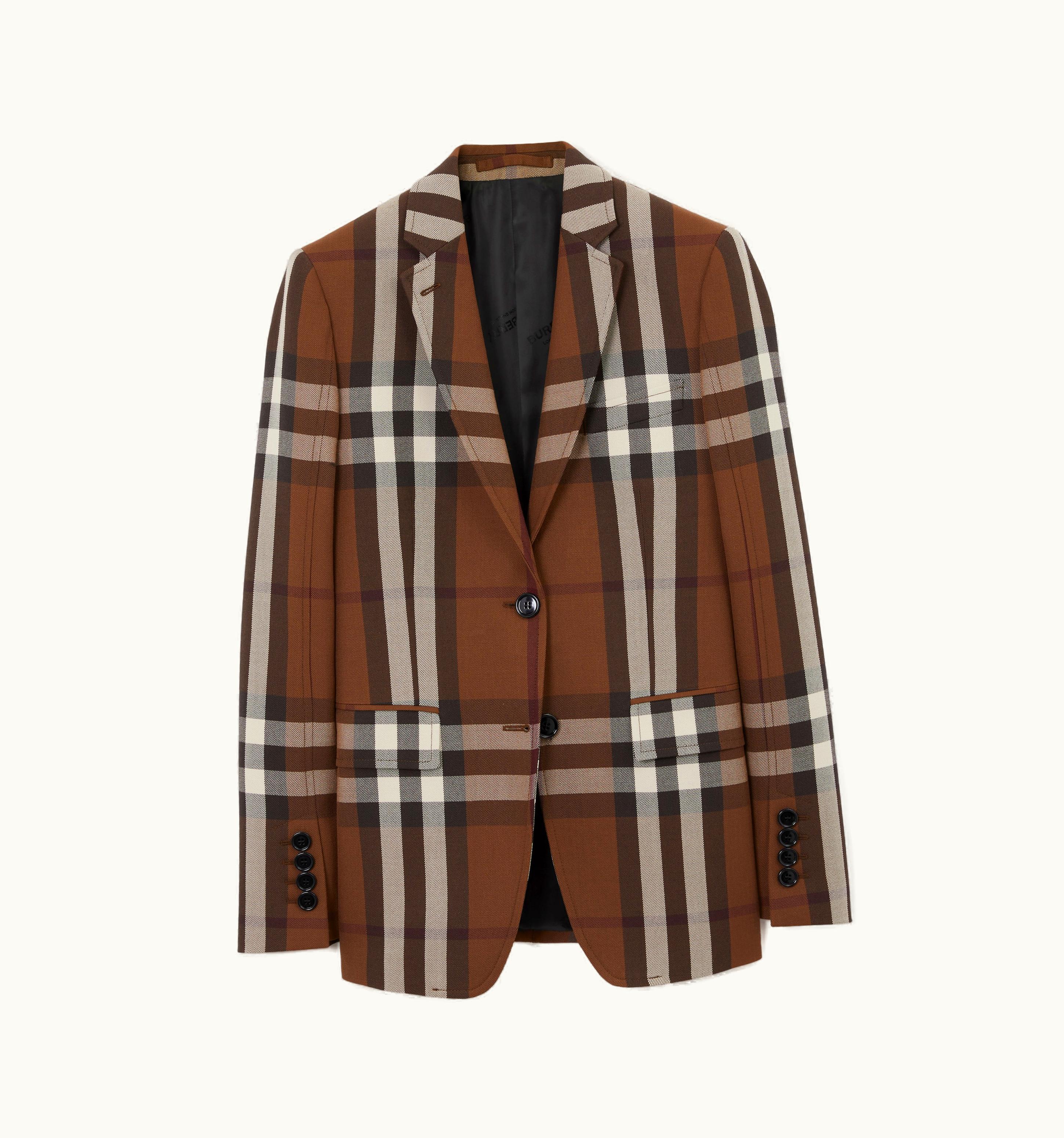 Burberry Burberry Check Wool Cotton Jacquard Tailored Jacket In Dark Birch Brown - Women