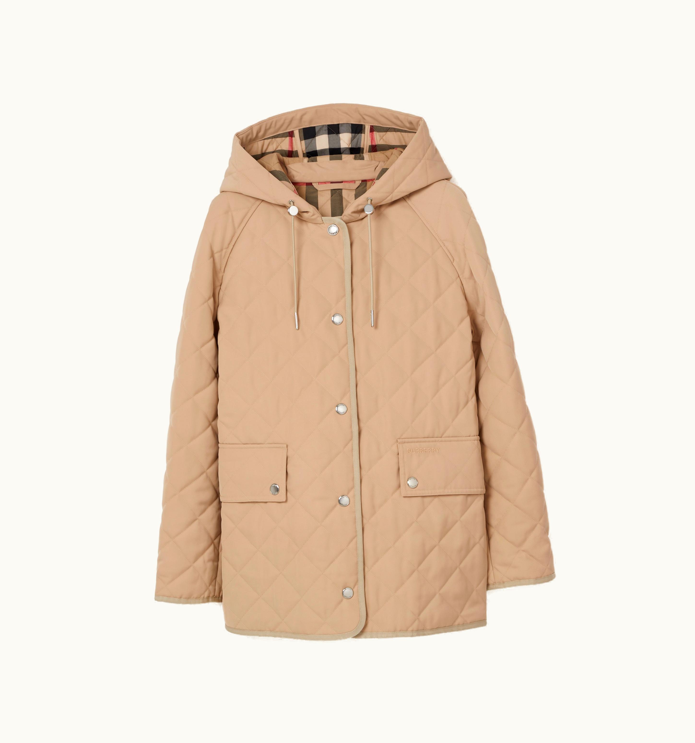 Burberry Burberry Logo Detail Diamond Quilted Hooded Jacket In Soft Fawn - Women UZ0139760