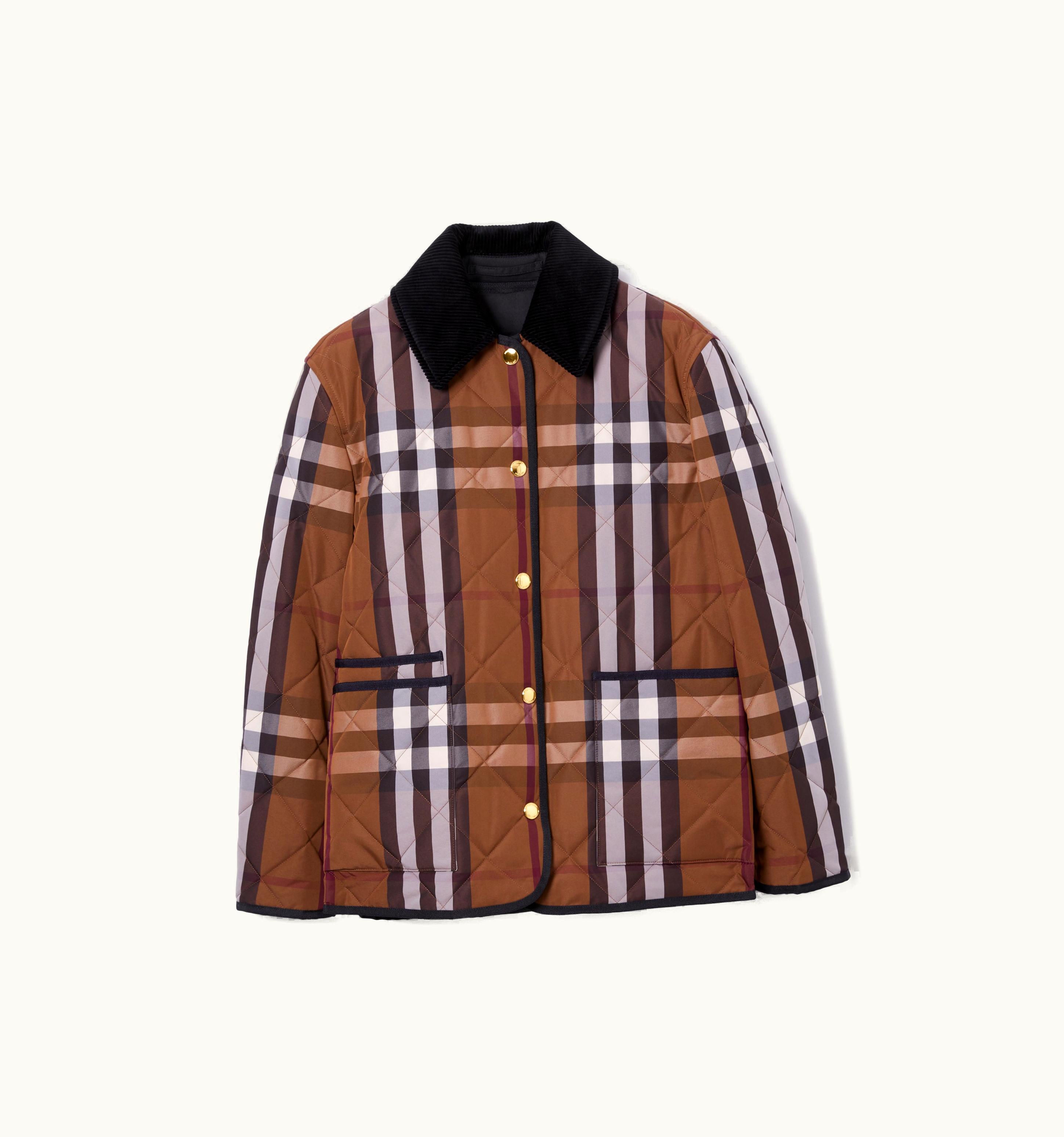 Burberry Burberry Check Diamond Quilted Nylon Jacket In Dark Birch Brown - Women