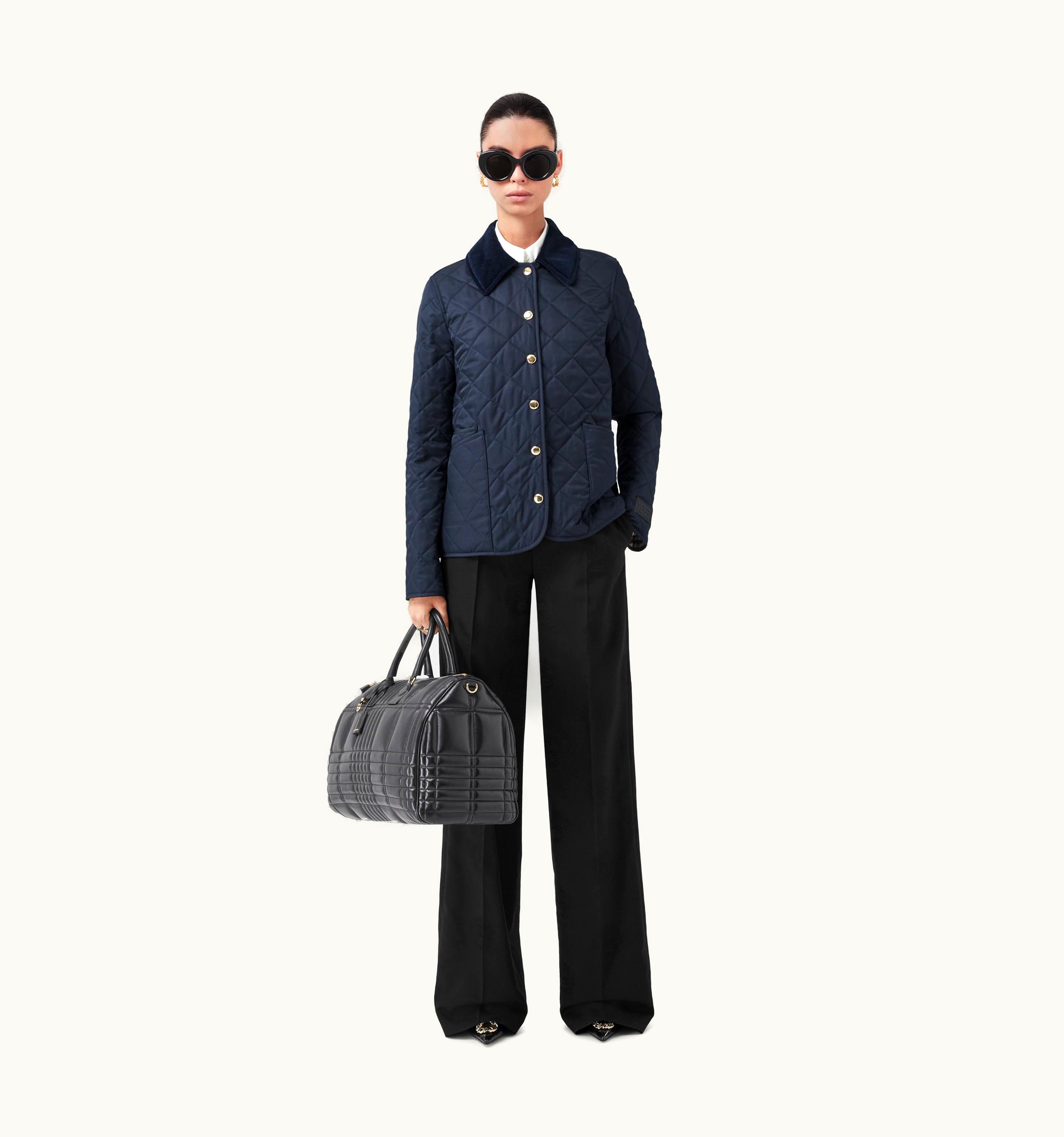 Burberry Burberry Corduroy Collar Diamond Quilted Jacket In Midnight - Women UZ0139775