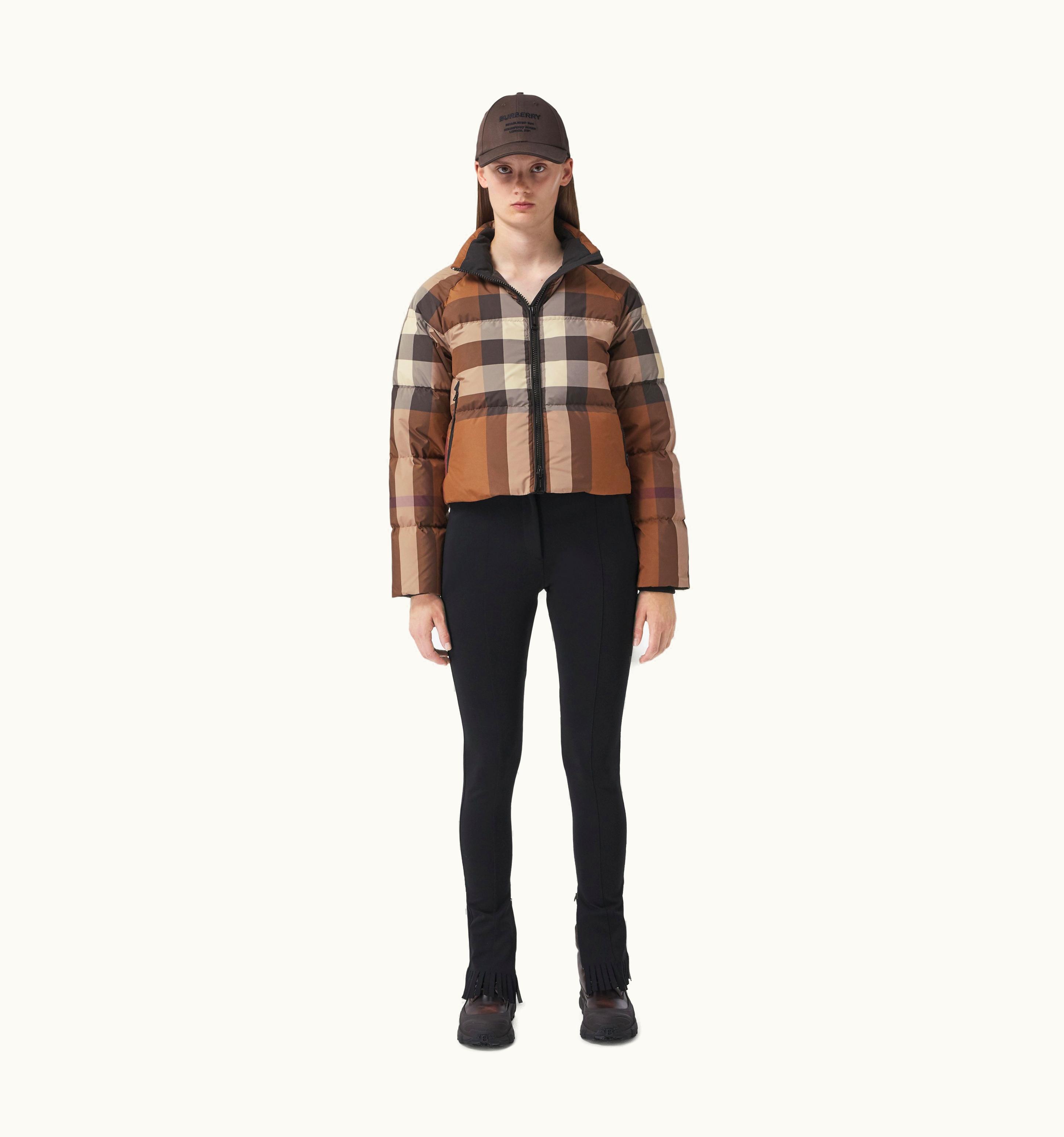 Burberry Burberry Check Cropped Puffer Jacket In Dark Birch Brown - Women UZ0139787
