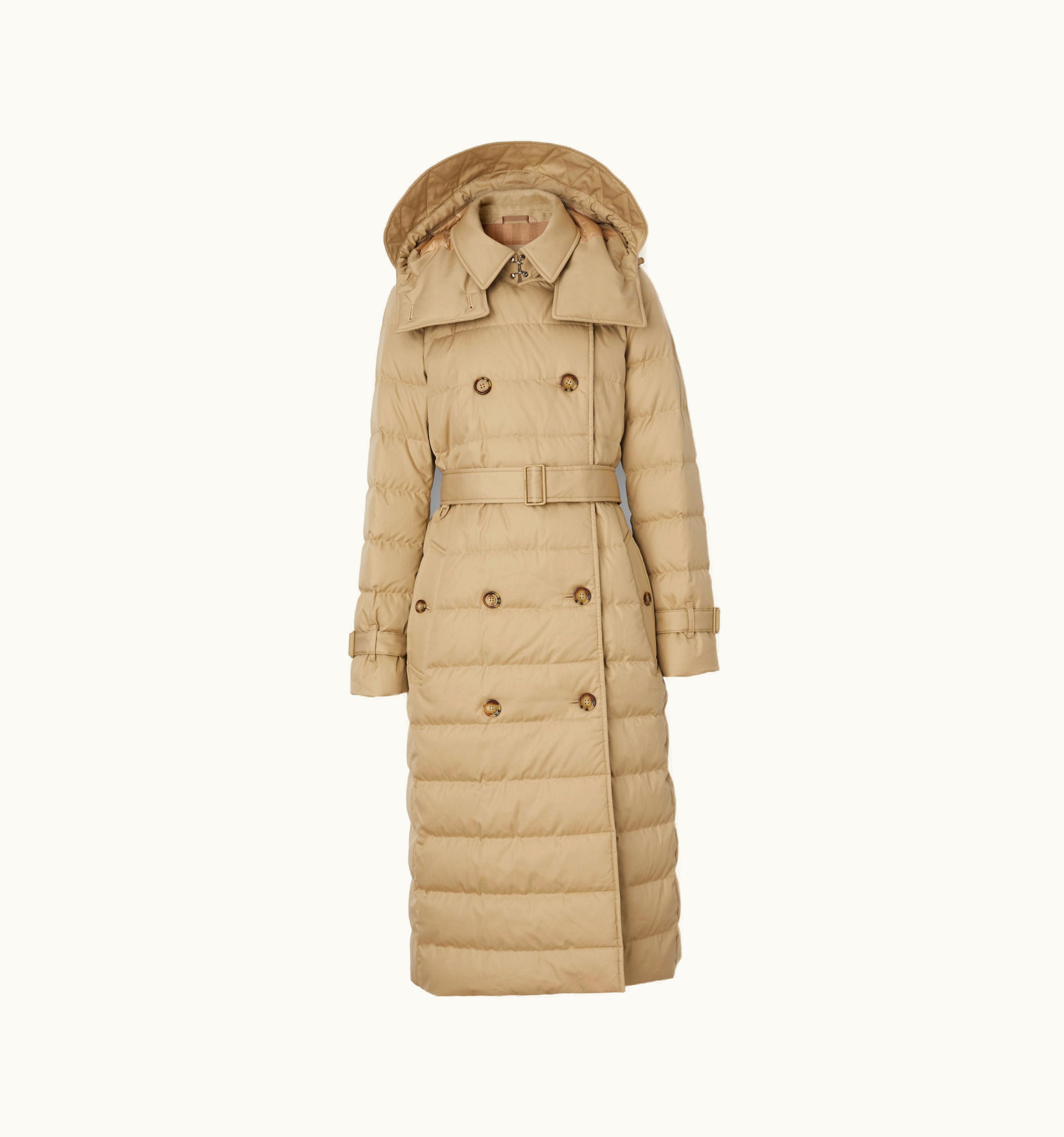 Burberry Burberry Detachable Hood Cotton Gabardine Puffer Coat In Honey - Women