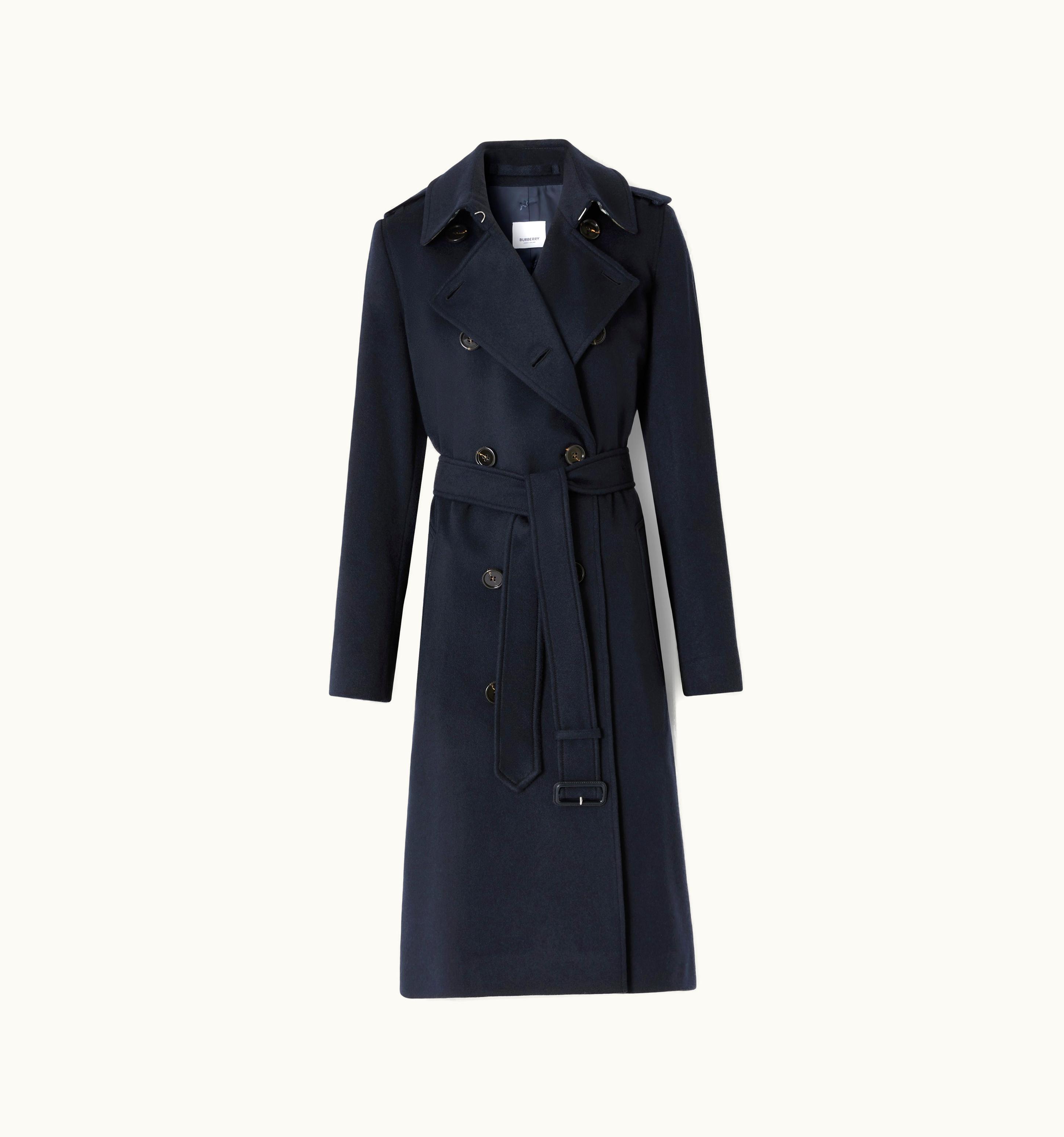 Burberry Burberry Cashmere Kensington Trench Coat In Dark Charcoal Blue - Women UZ0139797