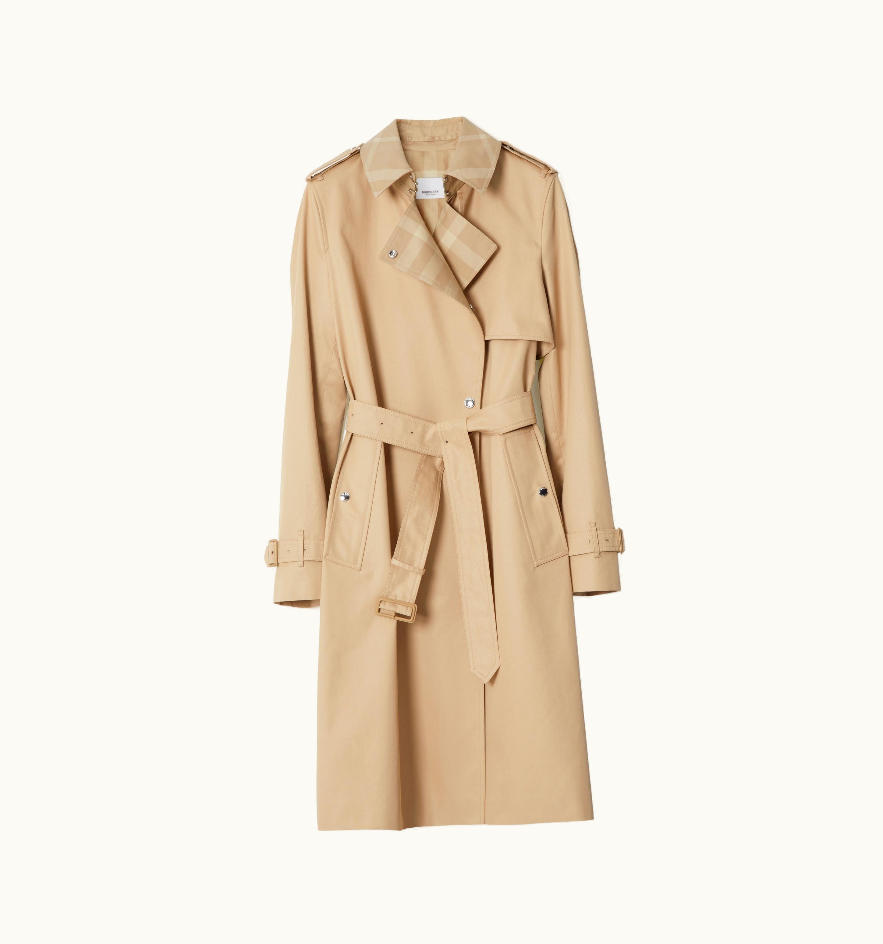 Burberry Burberry Check Panel Cotton Gabardine Trench Coat In Soft Fawn - Women UZ0139799