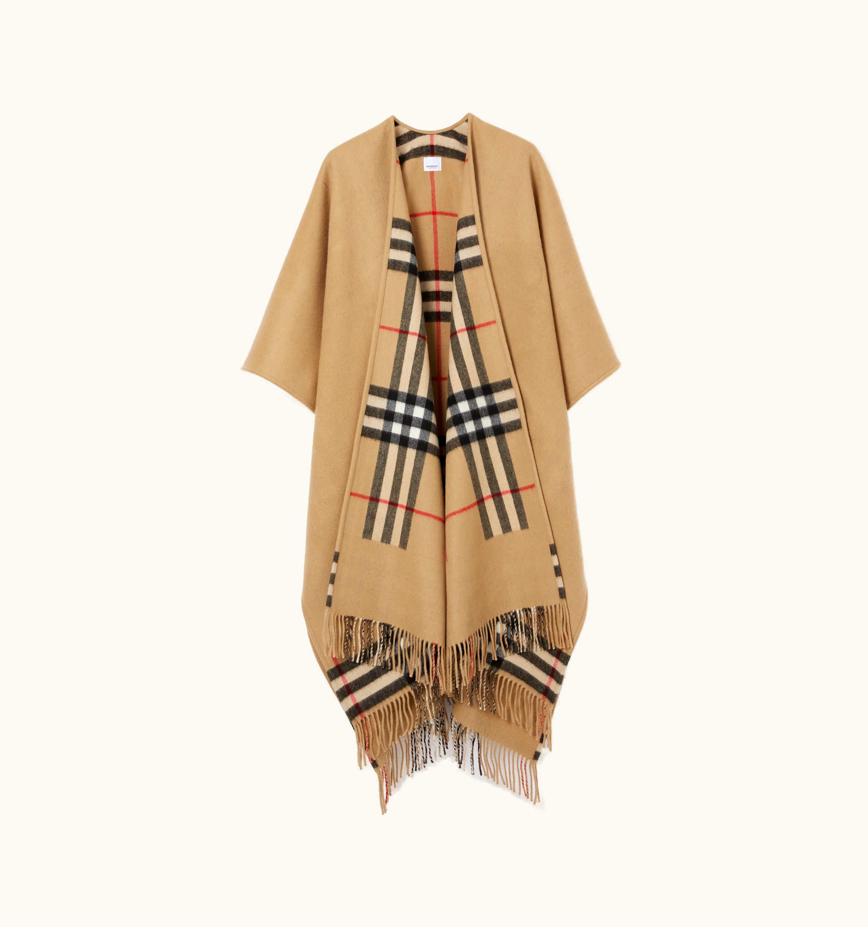 Burberry Burberry Check Wool Cashmere Reversible Cape In Archive Beige UZ0139811