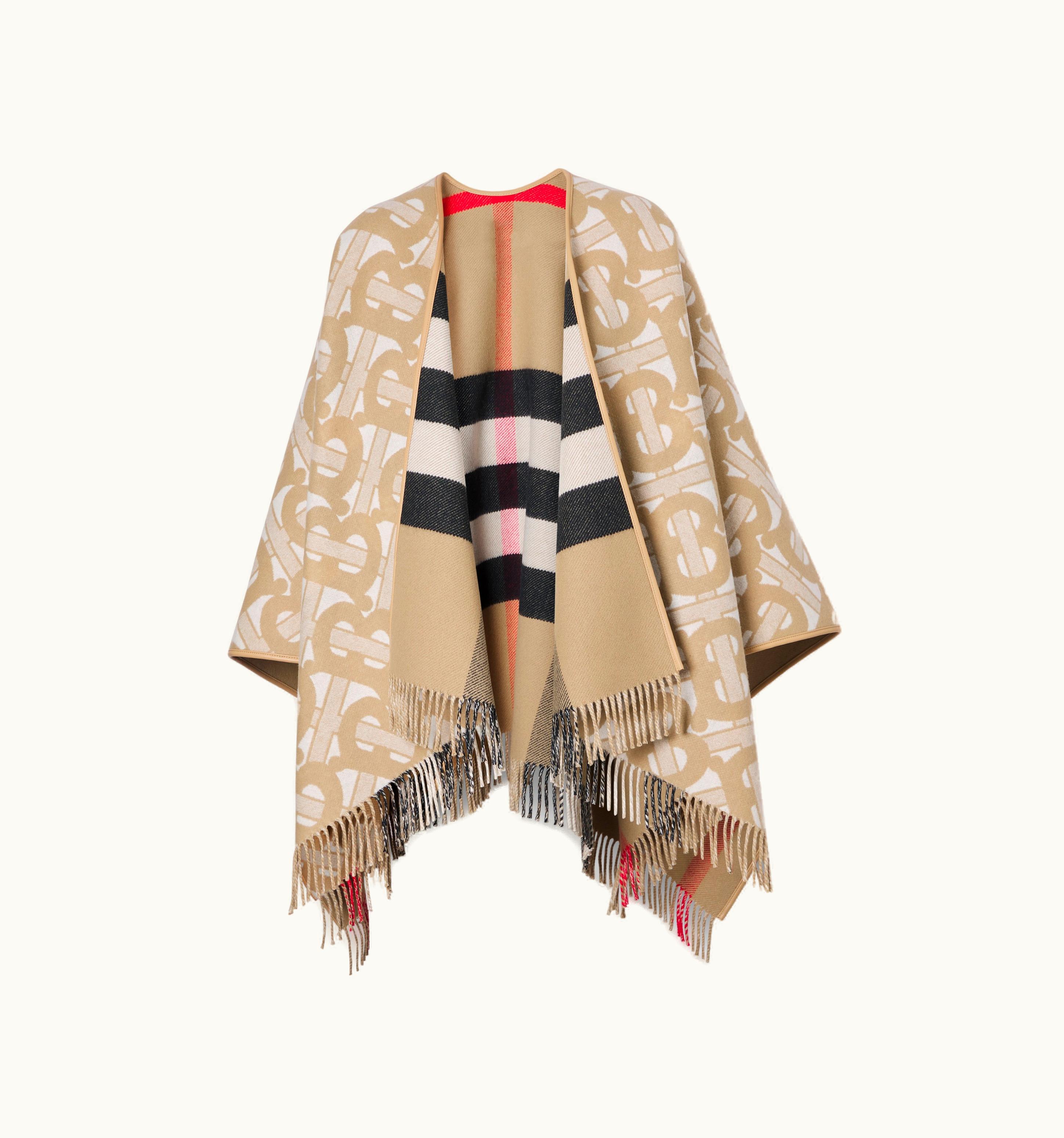Burberry Burberry Monogram Wool Cashmere Reversible Cape In Archive Beige UZ0139823