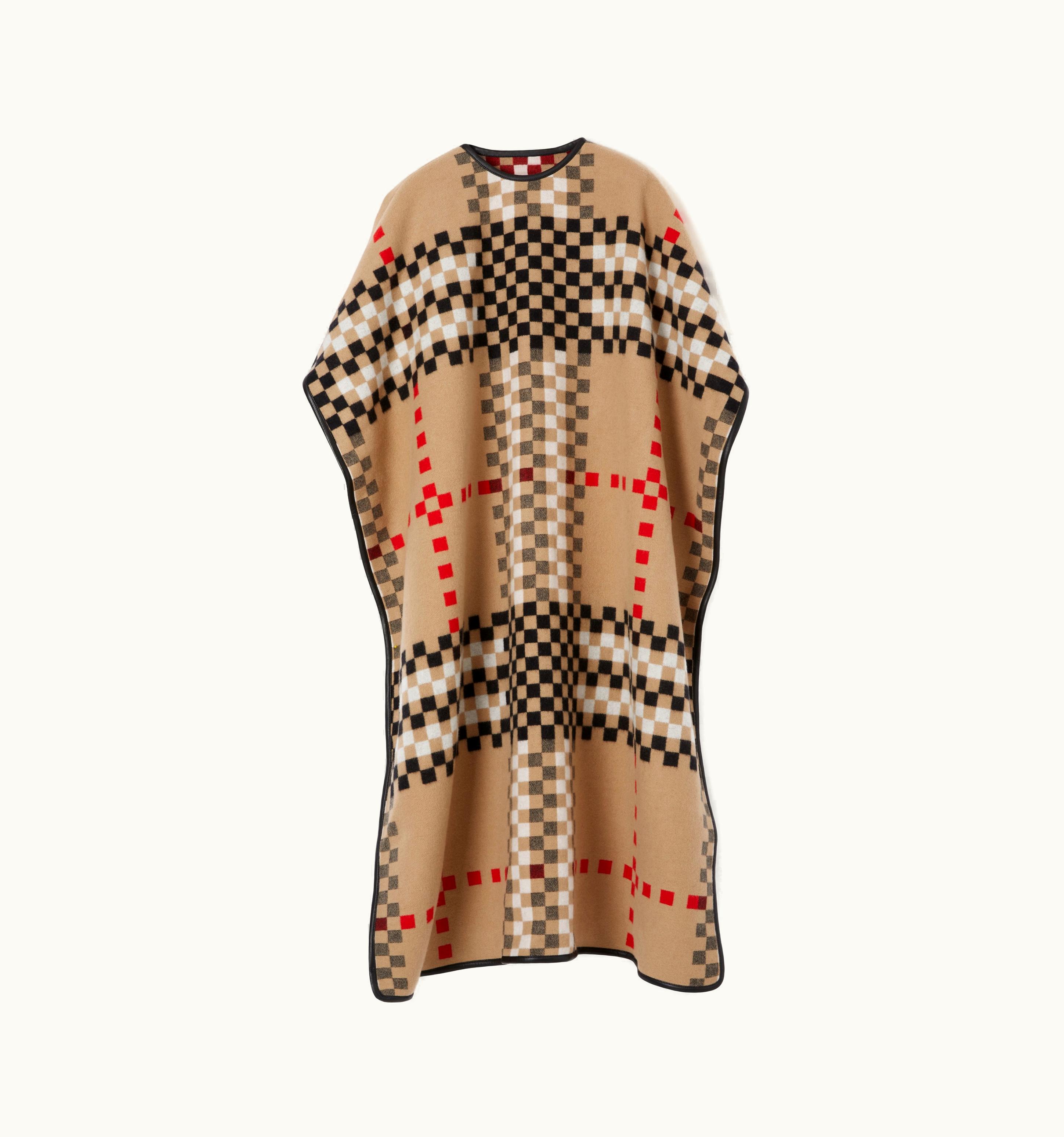 Burberry Burberry Pixel Check Cashmere Cape In Archive Beige UZ0139824