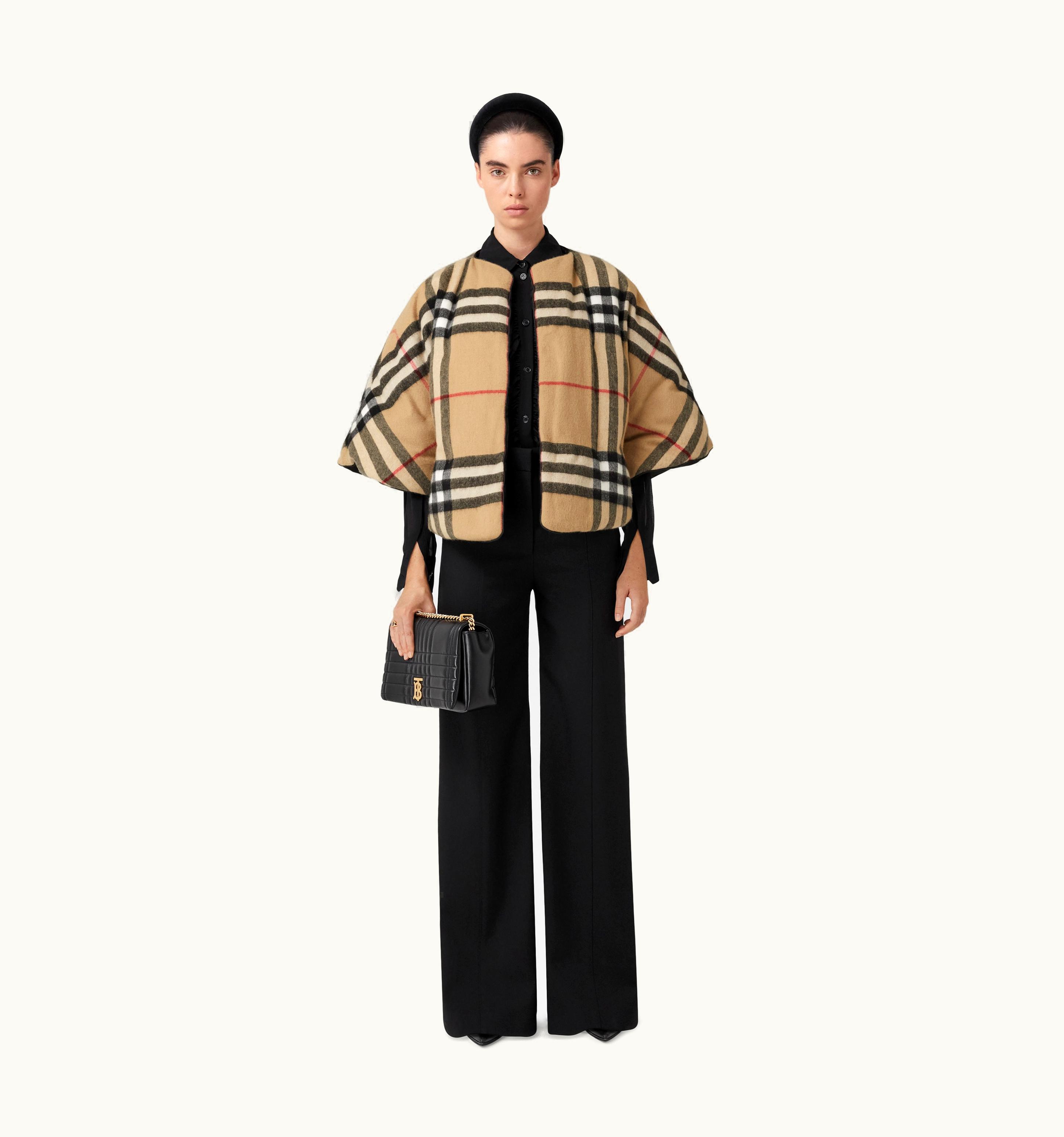 Burberry Burberry Check Cashmere Wool Cape In Archive Beige - Women