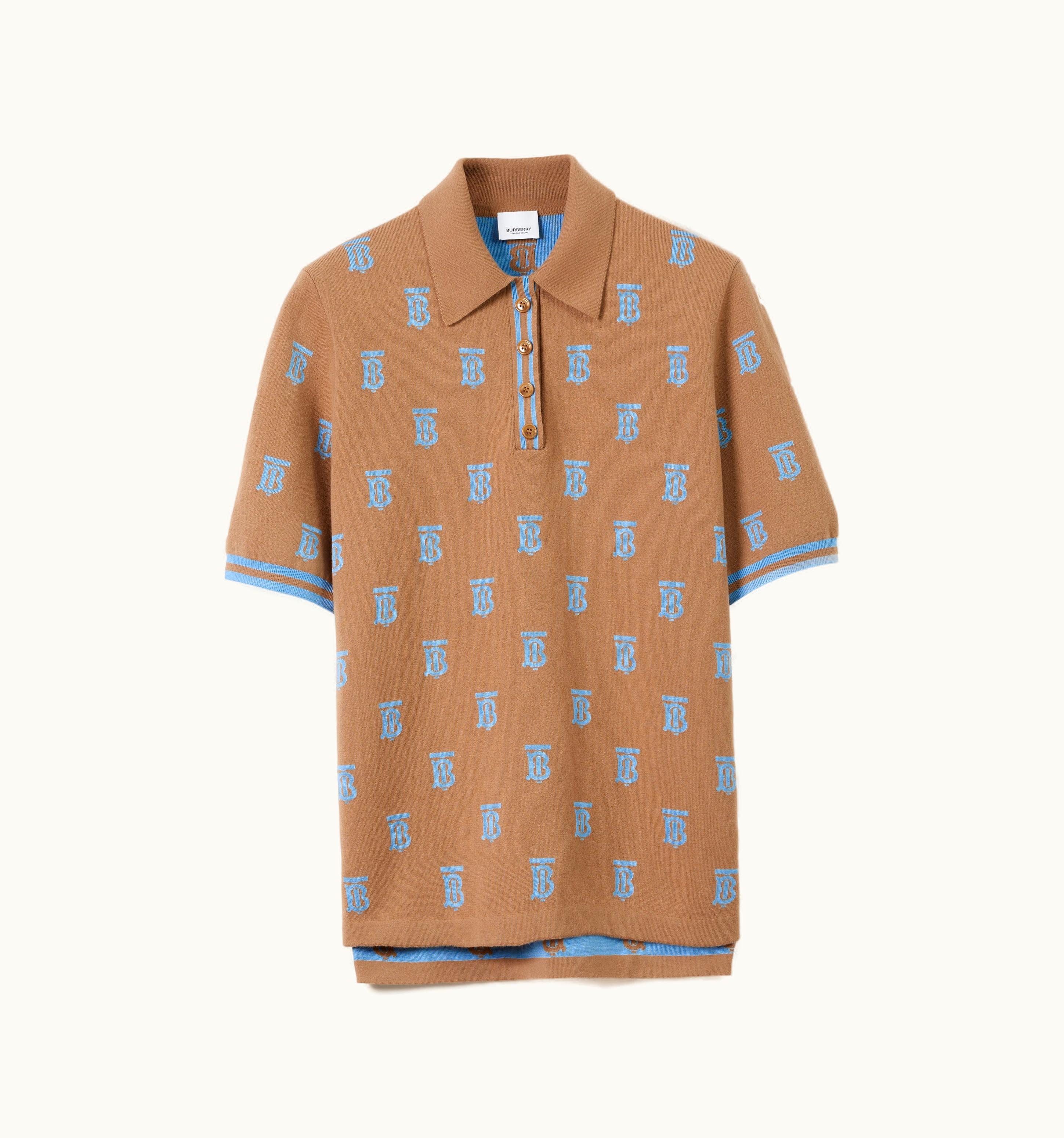 Burberry Burberry Monogram Wool Silk Blend Polo Shirt In Camel - Women UZ0139843