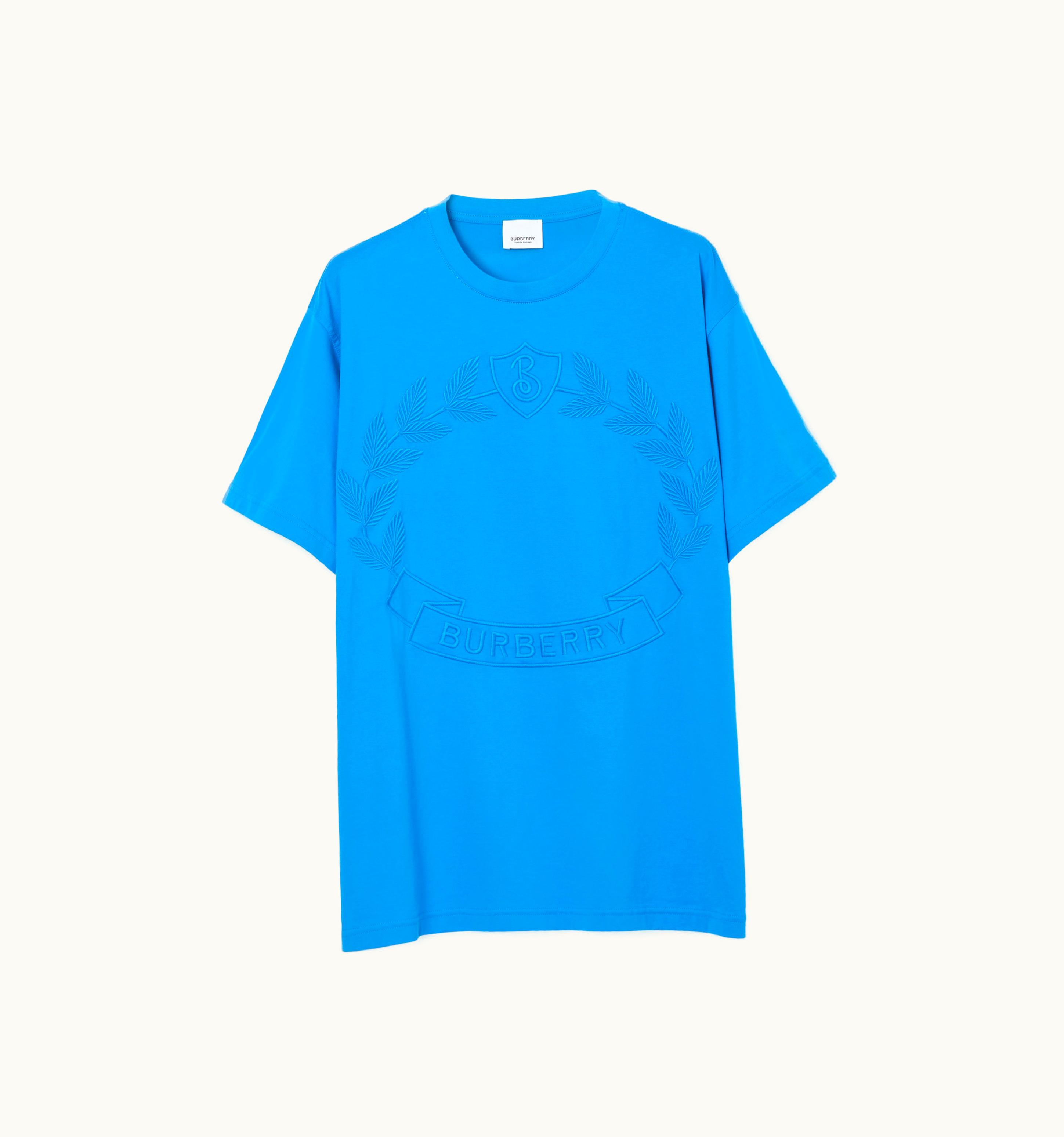 Burberry Burberry Oak Leaf Crest Cotton Oversized T-Shirt In VIvid Blue - Women UZ0139847