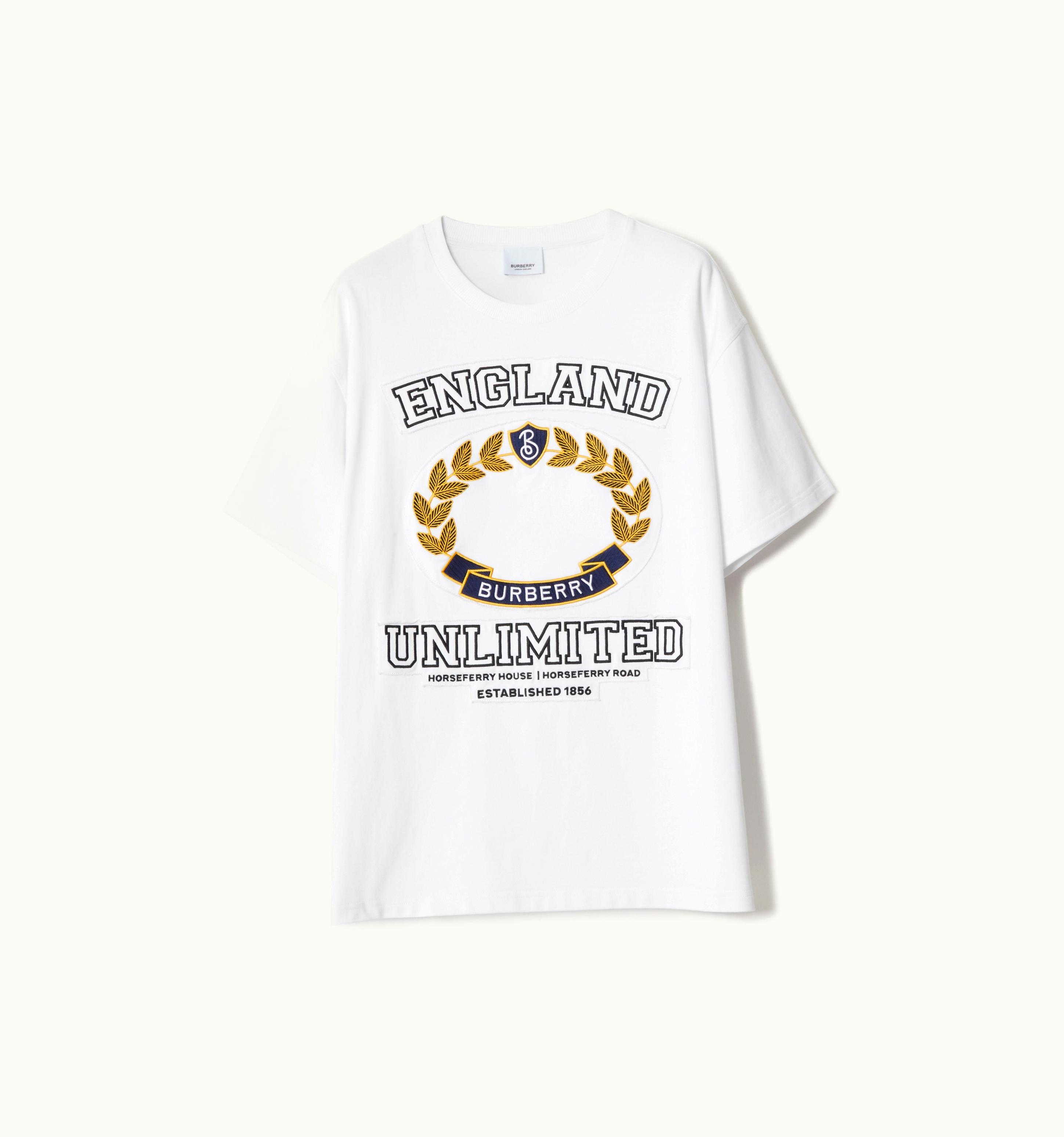 Burberry Burberry College Graphic Cotton Oversized T-Shirt In White - Women UZ0139854