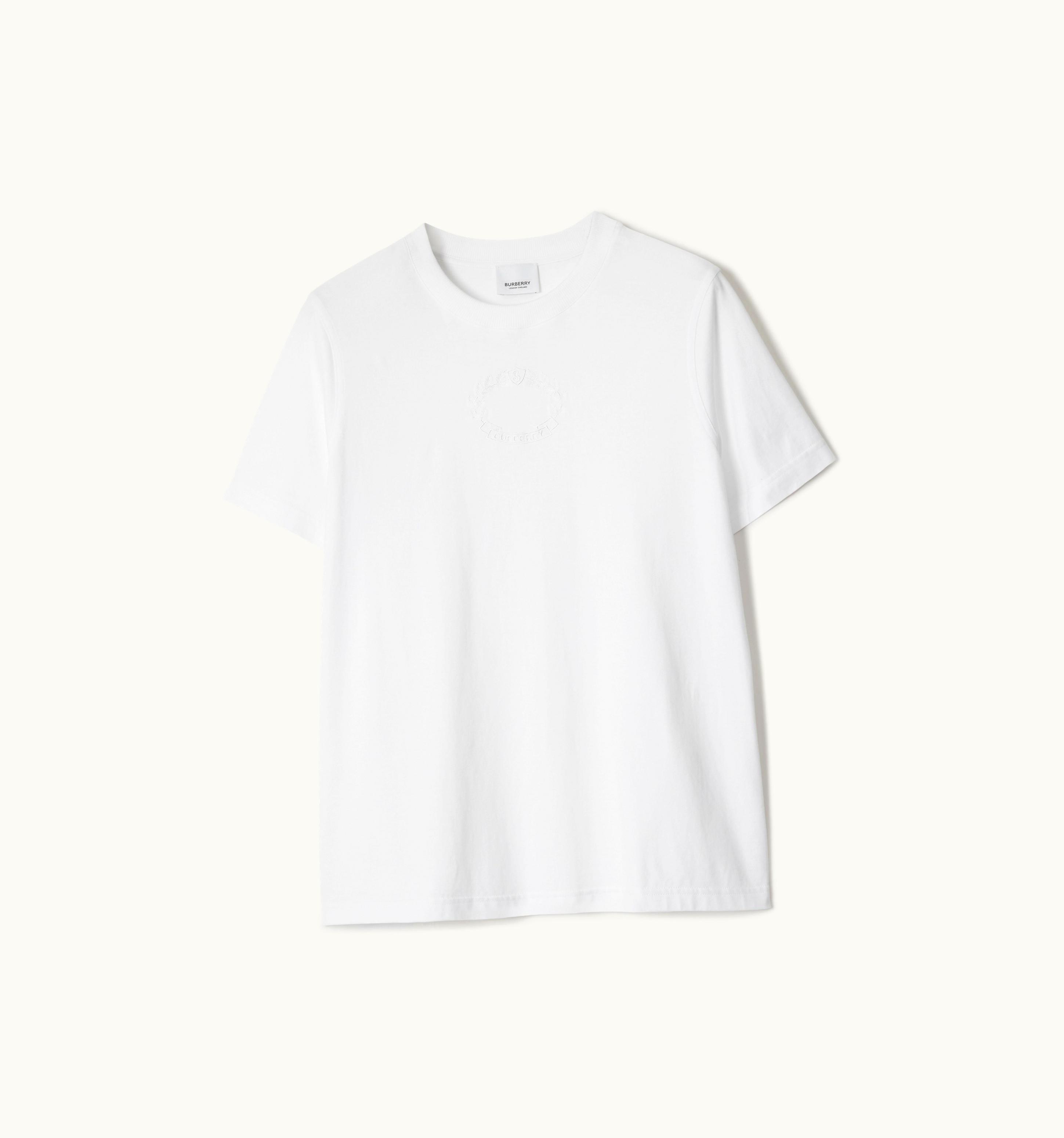 Burberry Burberry Embroidered Oak Leaf Crest Cotton T-Shirt In White - Women UZ0139856