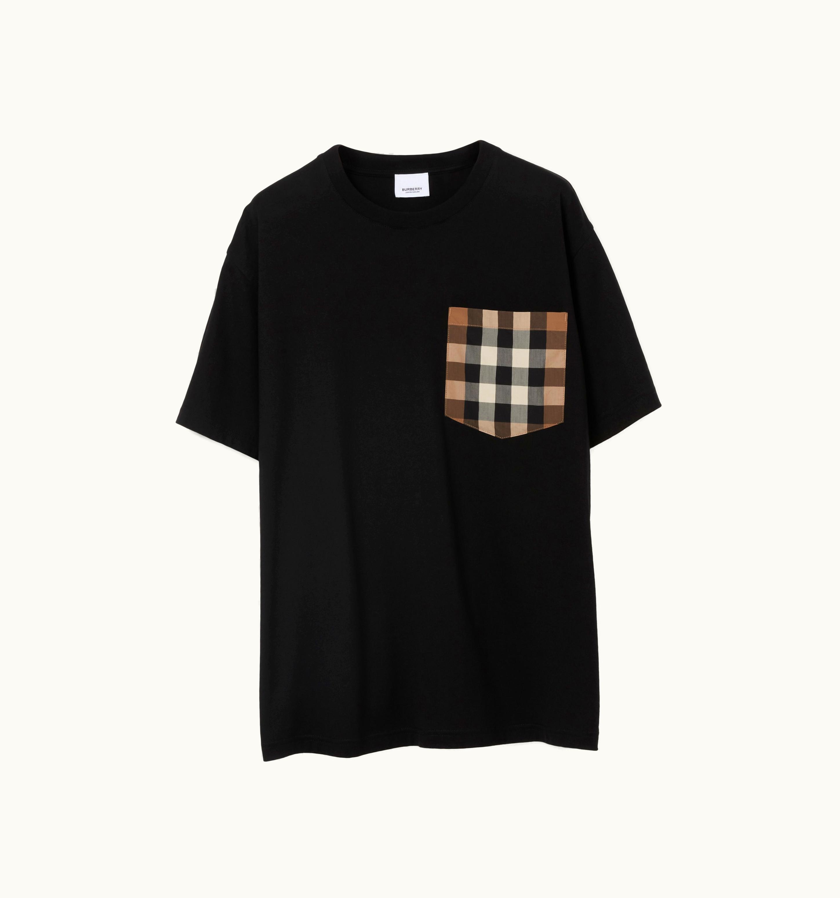 Burberry Burberry Check Pocket Cotton Oversized T-Shirt In Black - Women