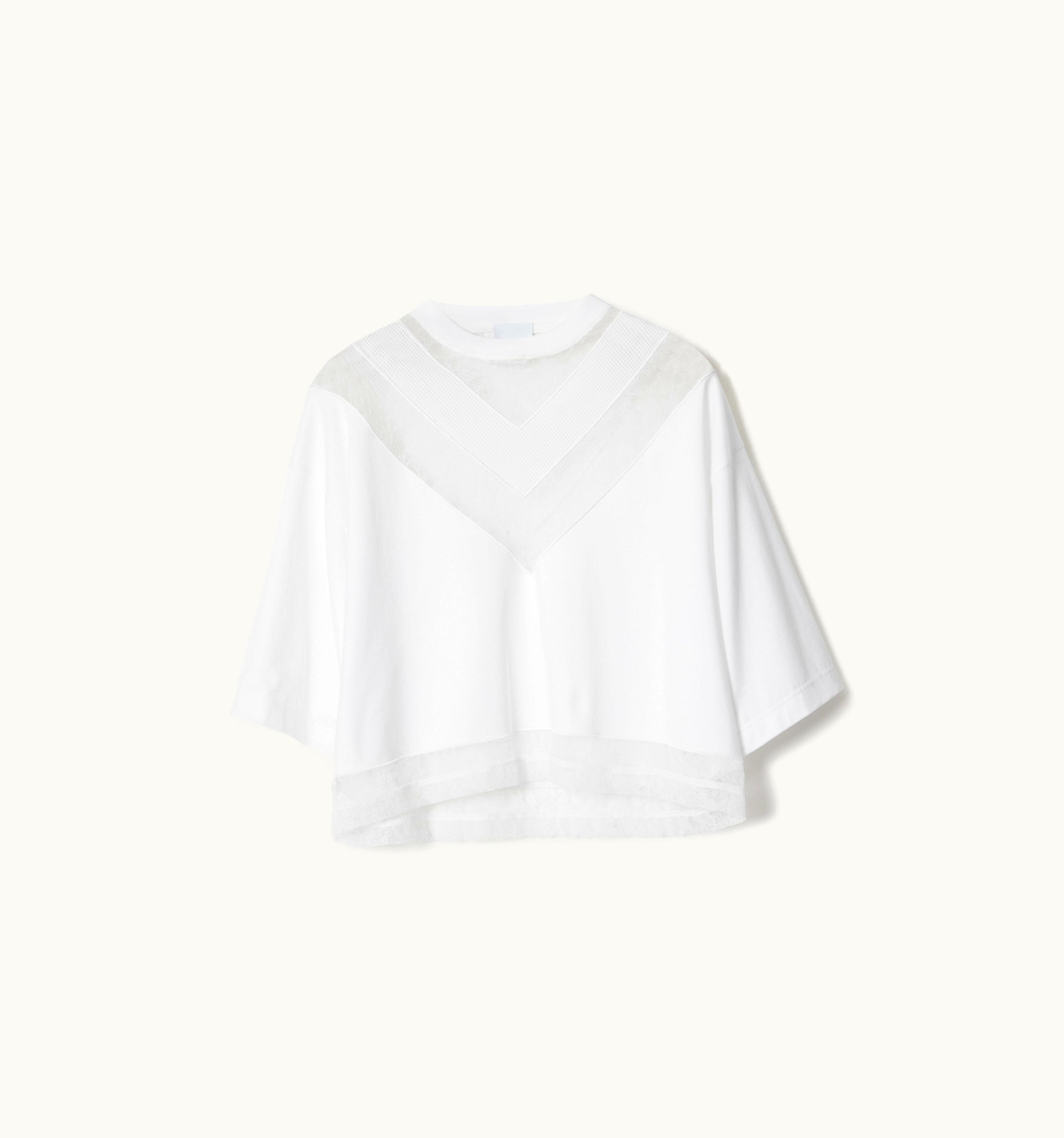Burberry Burberry Lace And Mesh Panel Cotton Cropped Top In Optic White - Women