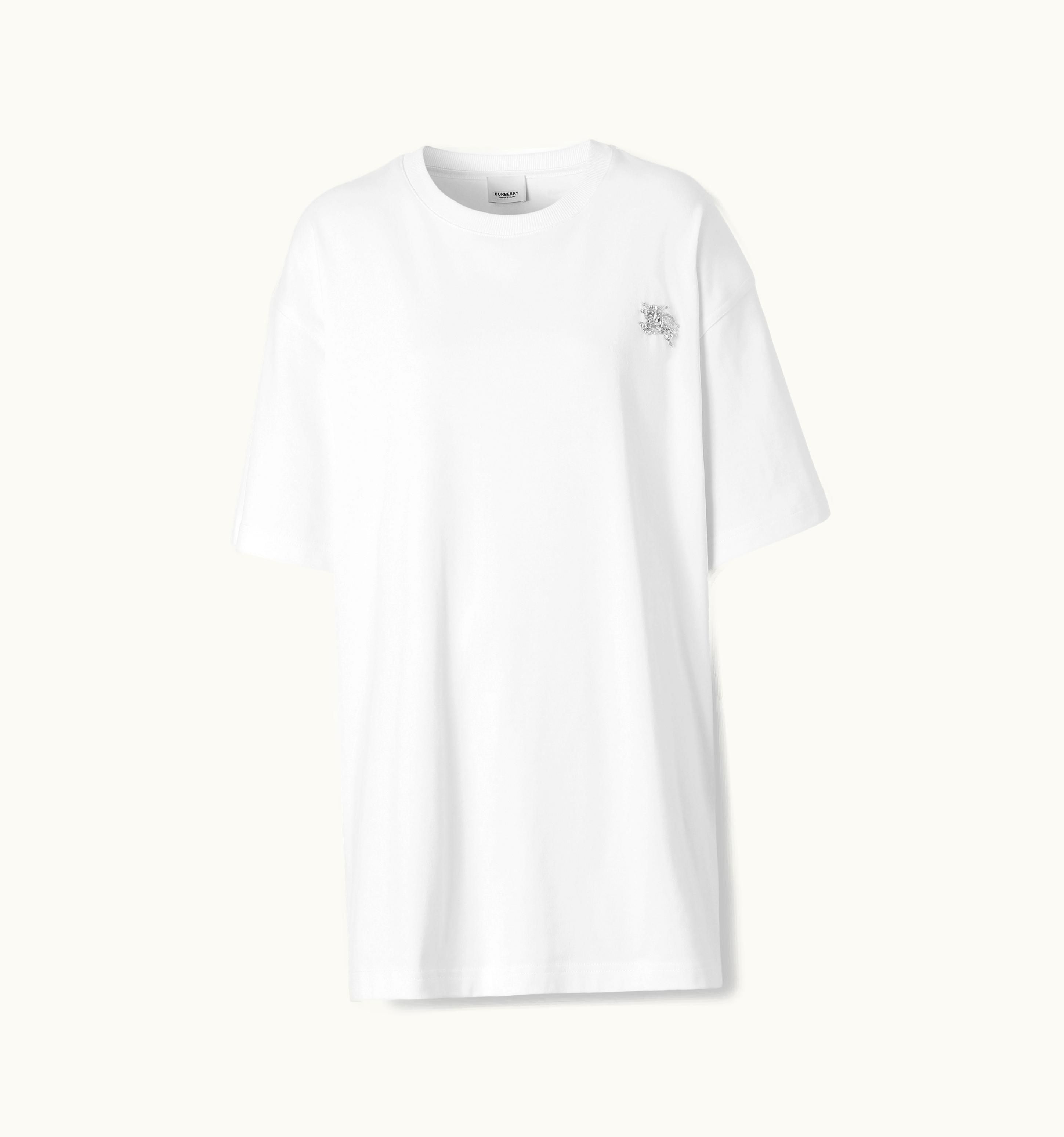 Burberry Burberry Crystal Ekd Cotton Oversized T-Shirt In White - Women