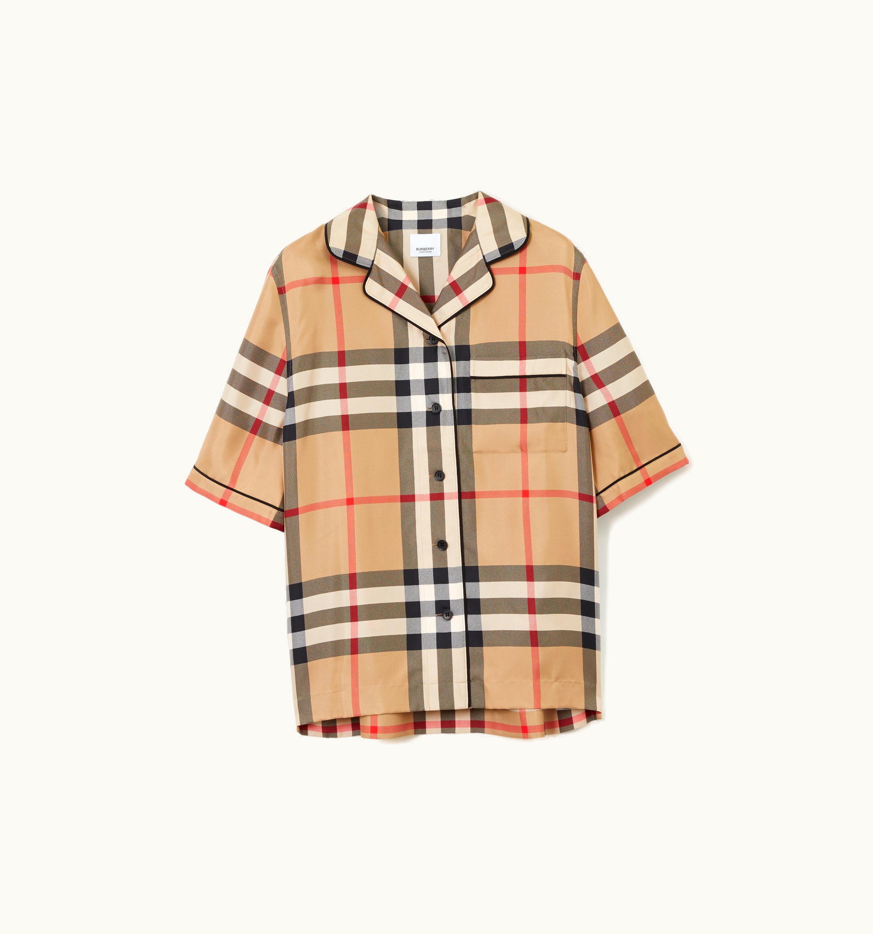 Burberry Burberry Vintage Check Silk Pyjama Shirt In Archive Beige UZ0139871