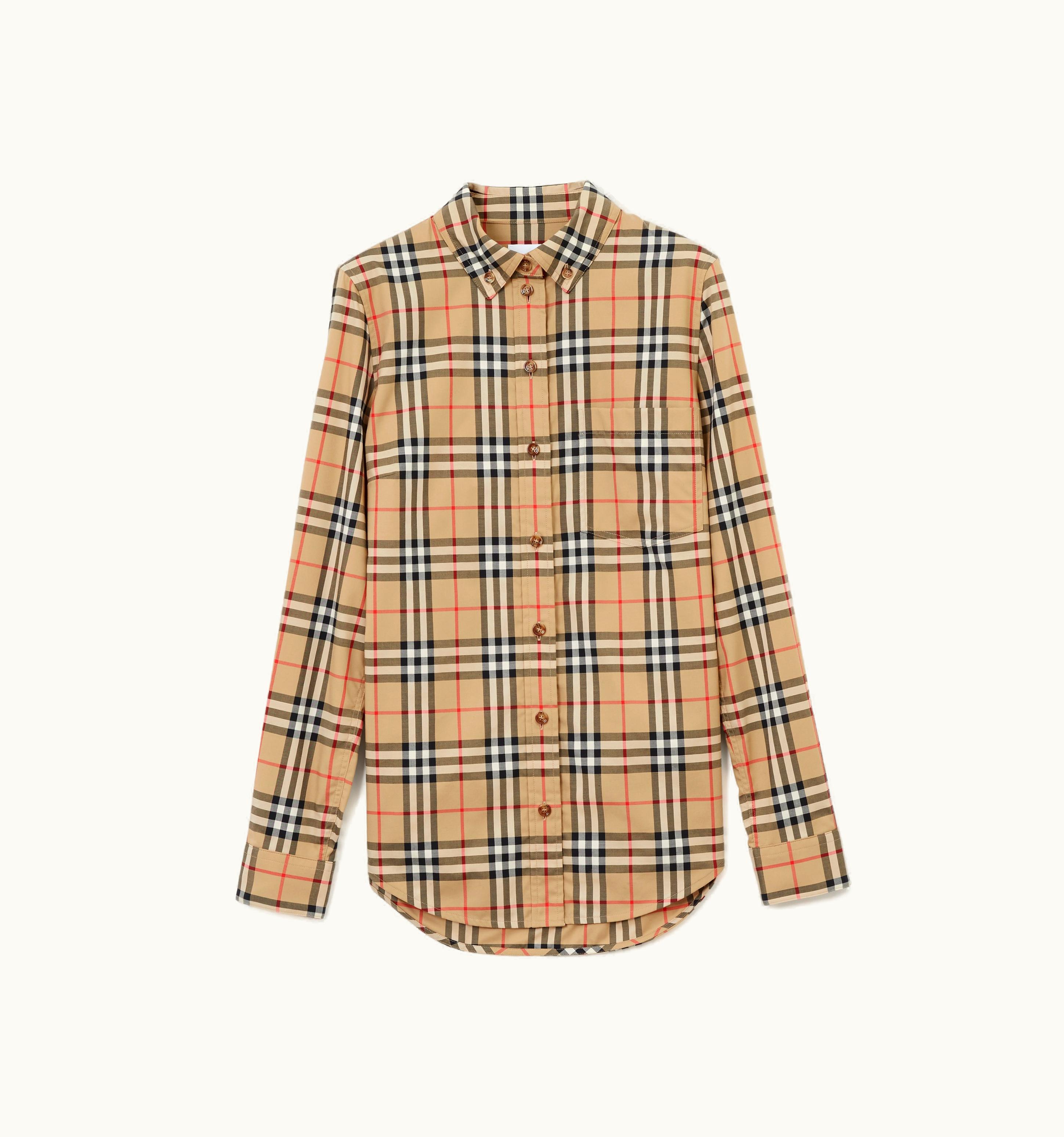 Burberry Burberry Button-Down Collar Vintage Check Cotton Shirt In Archive Beige - Women