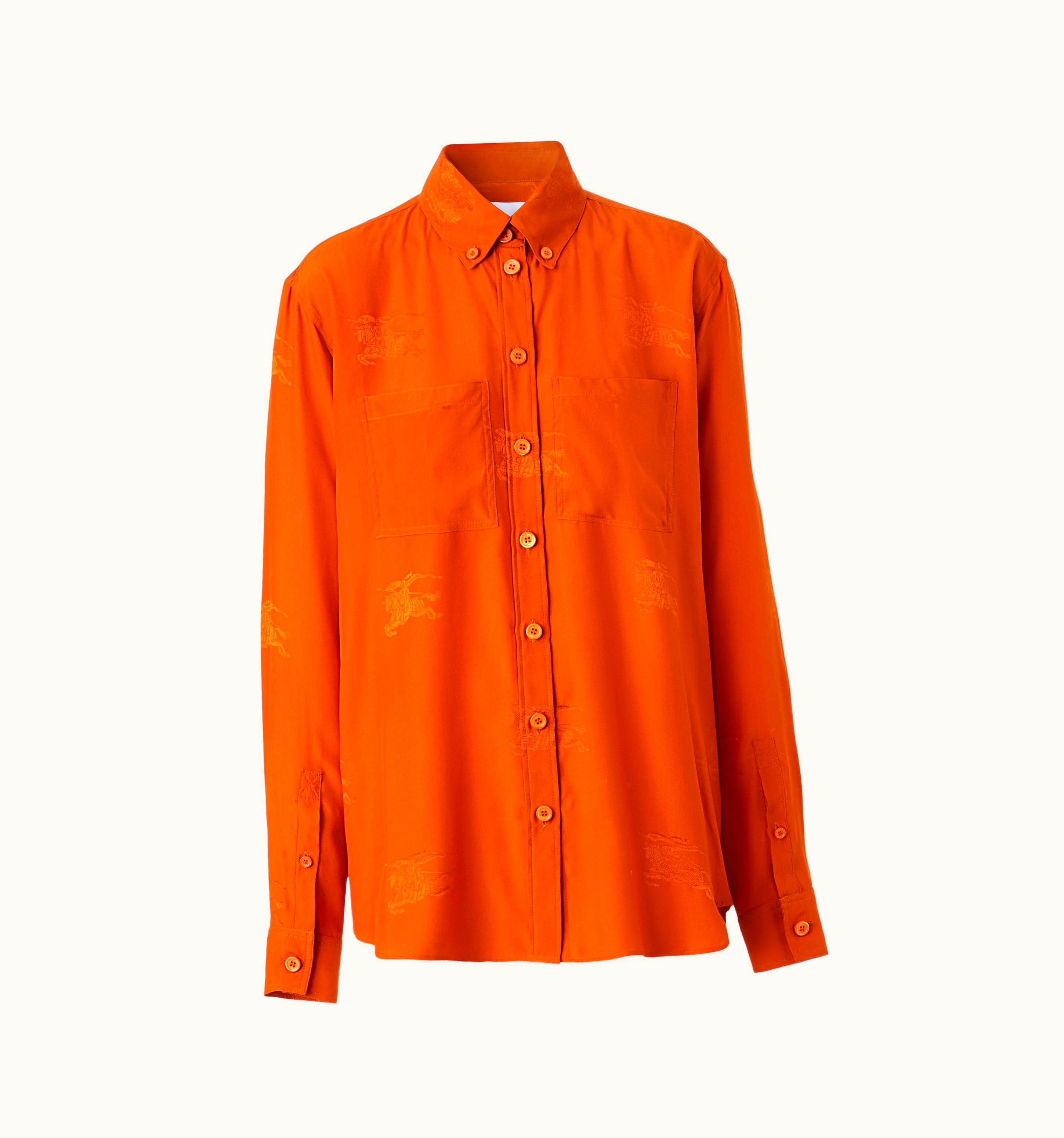 Burberry Burberry Ekd Silk Jacquard Oversized Shirt In Deep Ginger - Women