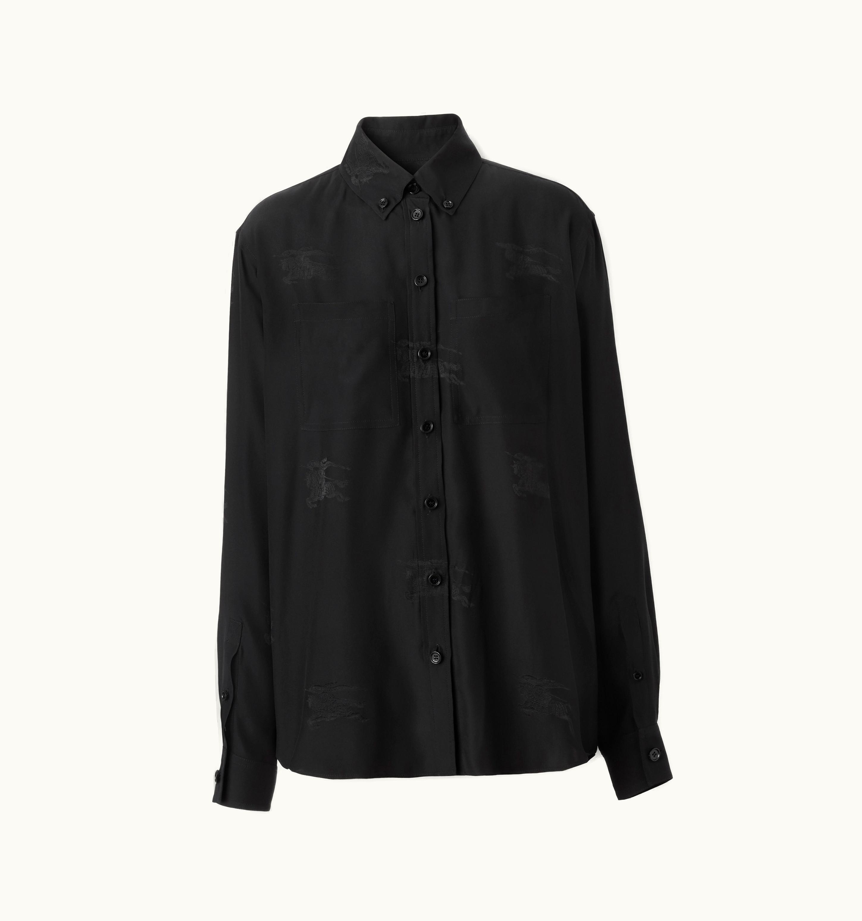 Burberry Burberry Ekd Silk Jacquard Oversized Shirt In Black - Women